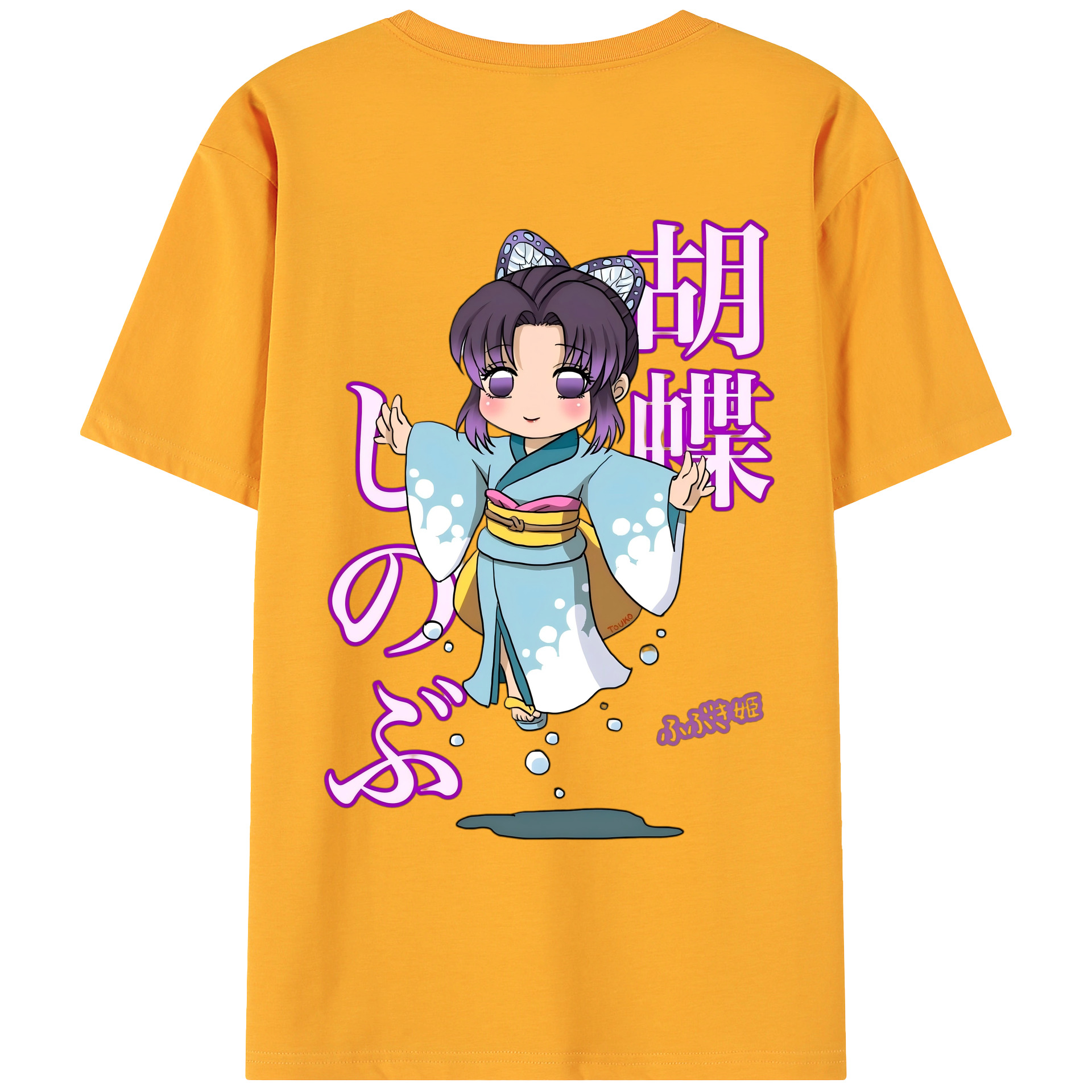 （画像用） 鬼滅の刃（きめつのやいば）蟲柱-胡蝶 しのぶ／こちょう しのぶ Kochou Shinobu 綿100％ メンズ半袖Tシャツ（バックプリント） 通気性
