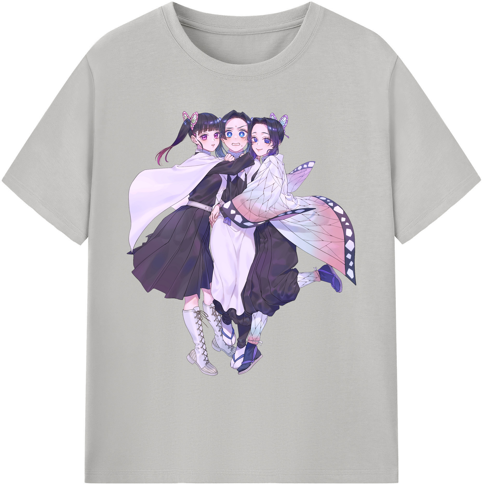 （画像用） 鬼滅の刃（きめつのやいば）蟲柱-胡蝶 しのぶ／こちょう しのぶ Kochou Shinobu 綿100％ メンズ半袖Tシャツ｜肌触りやわらか＆通気性