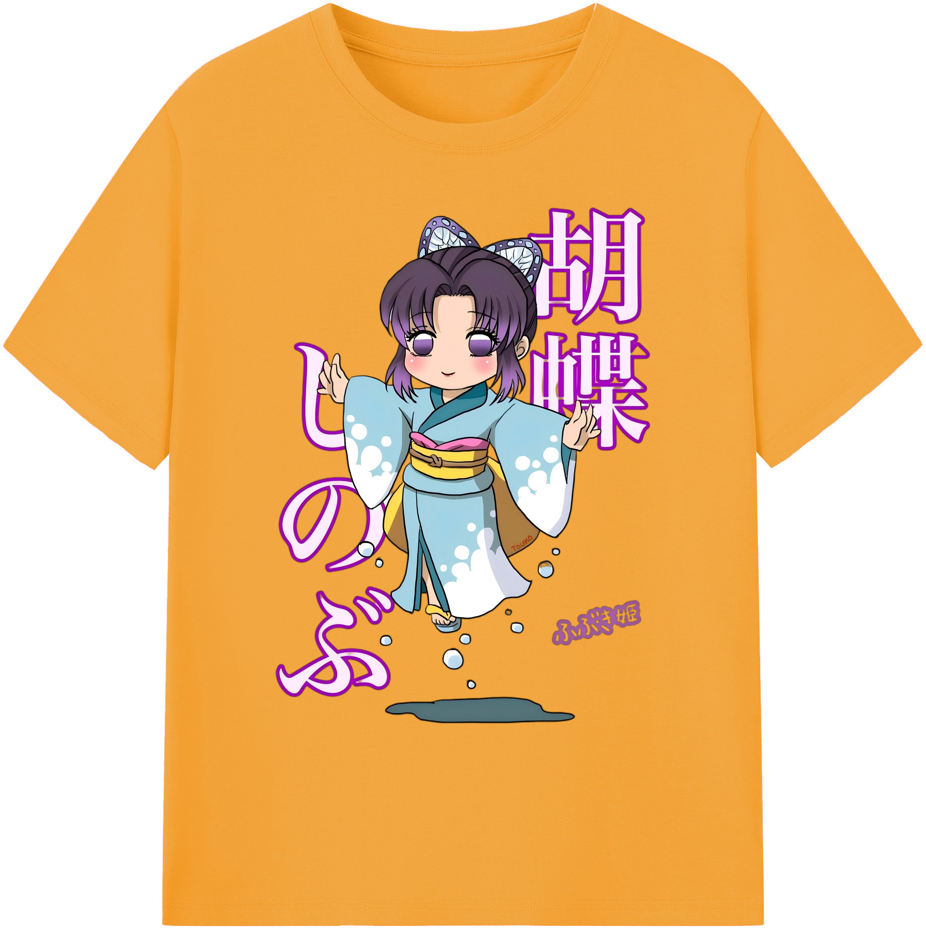 （画像用） 鬼滅の刃（きめつのやいば）蟲柱-胡蝶 しのぶ／こちょう しのぶ Kochou Shinobu 綿100％ メンズ半袖Tシャツ｜肌触りやわらか＆通気性