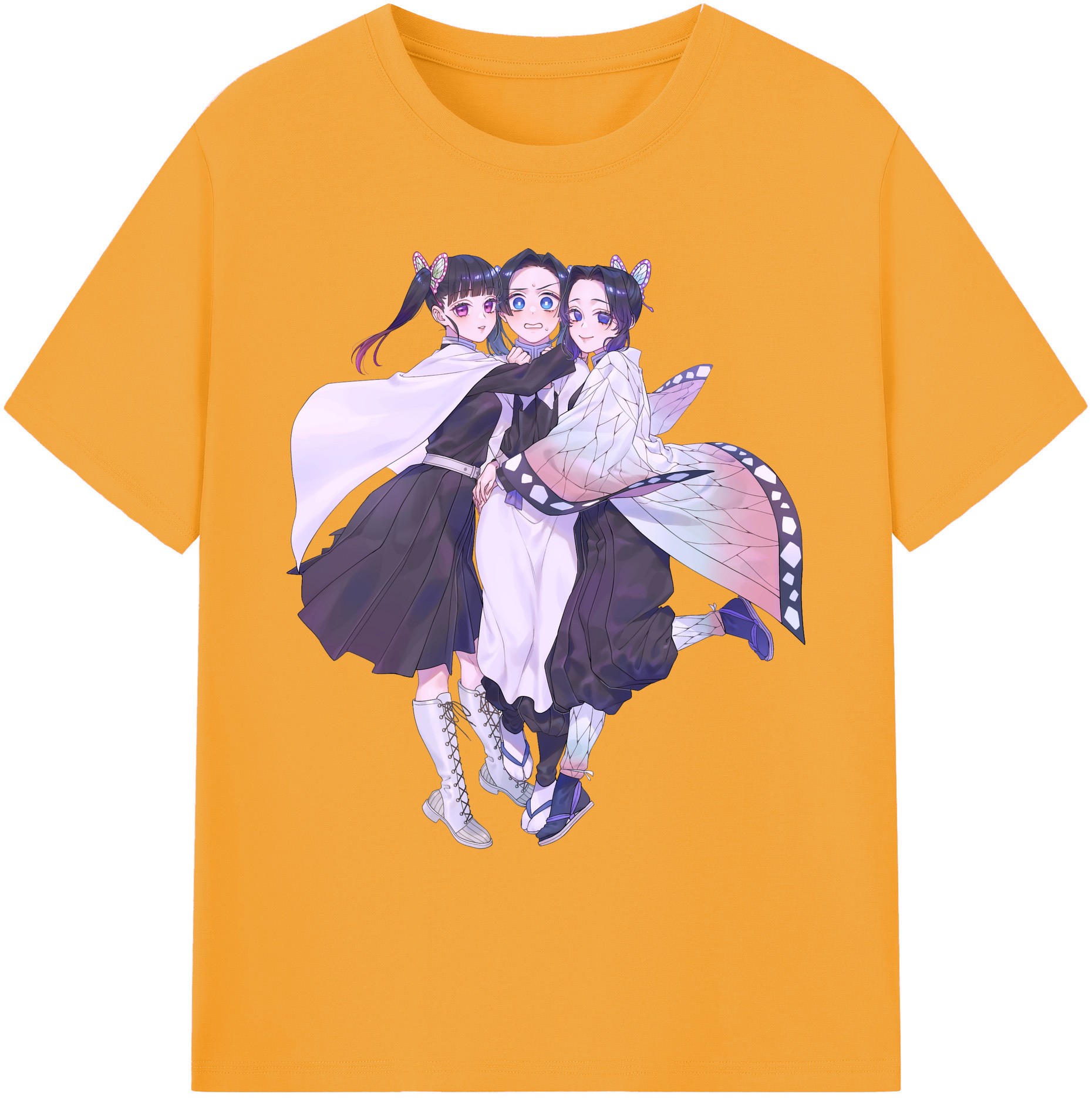 （画像用） 鬼滅の刃（きめつのやいば）蟲柱-胡蝶 しのぶ／こちょう しのぶ Kochou Shinobu 綿100％ メンズ半袖Tシャツ｜肌触りやわらか＆通気性