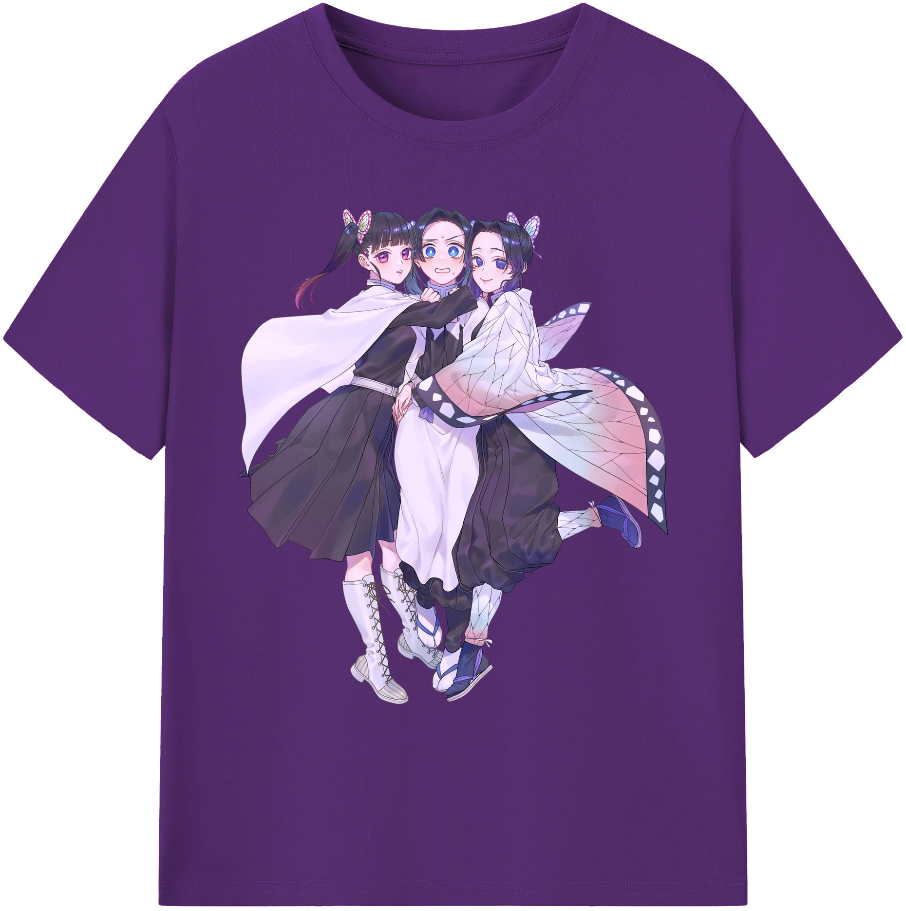（画像用） 鬼滅の刃（きめつのやいば）蟲柱-胡蝶 しのぶ／こちょう しのぶ Kochou Shinobu 綿100％ メンズ半袖Tシャツ｜肌触りやわらか＆通気性