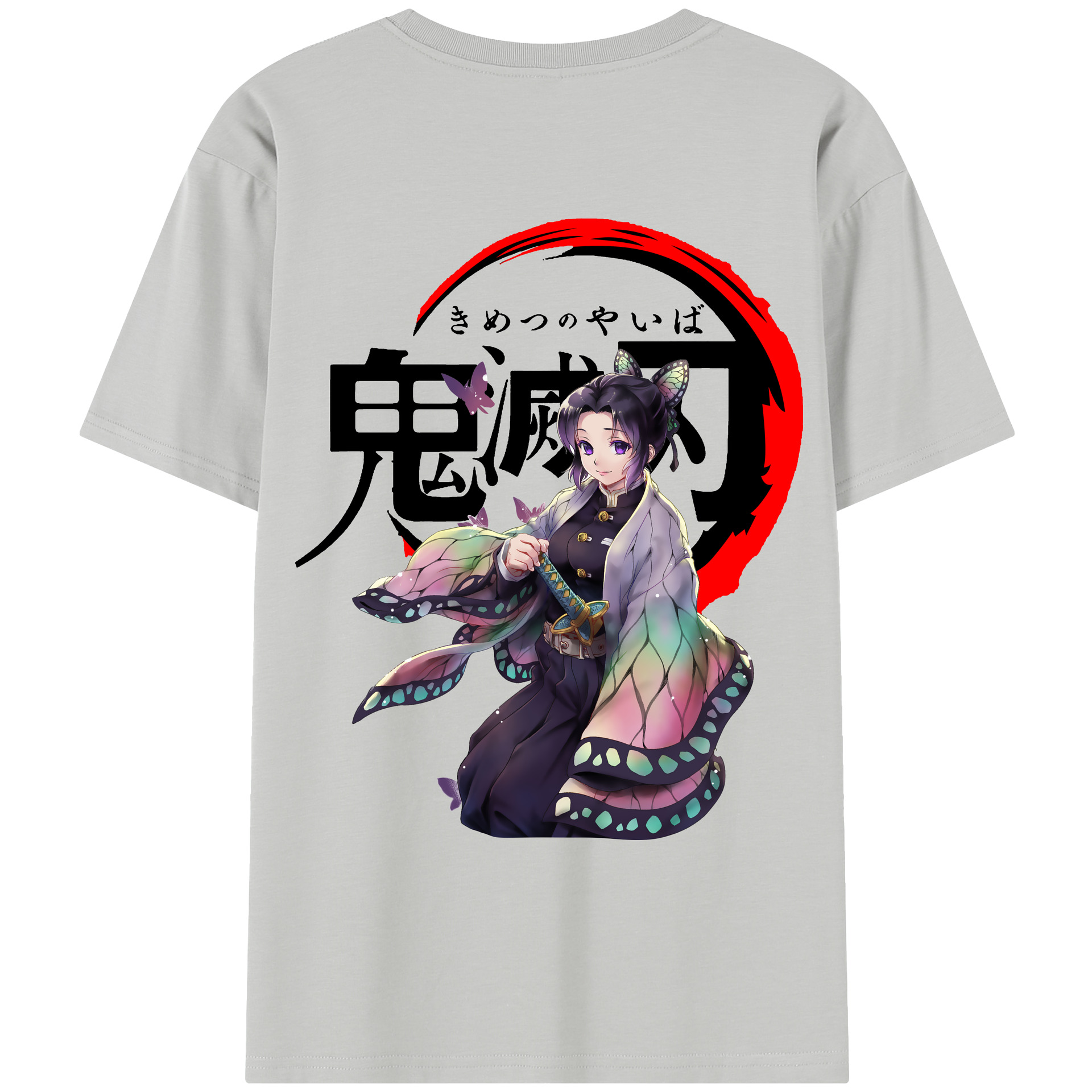 （画像用） 鬼滅の刃（きめつのやいば）蟲柱-胡蝶 しのぶ／こちょう しのぶ Kochou Shinobu レディース半袖Tシャツ(バックプリント)