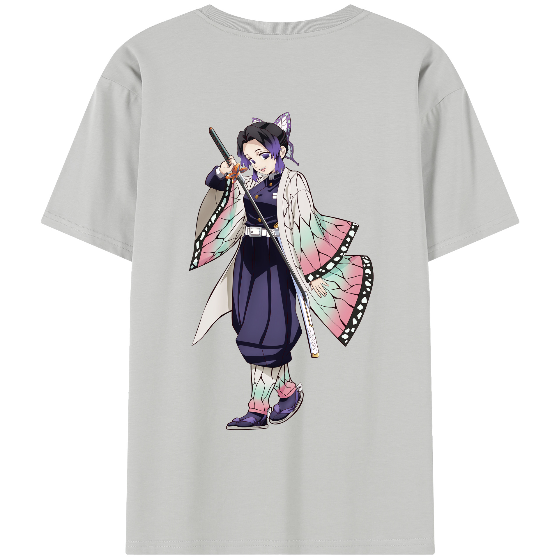 （画像用） 鬼滅の刃（きめつのやいば）蟲柱-胡蝶 しのぶ／こちょう しのぶ Kochou Shinobu レディース半袖Tシャツ(バックプリント)