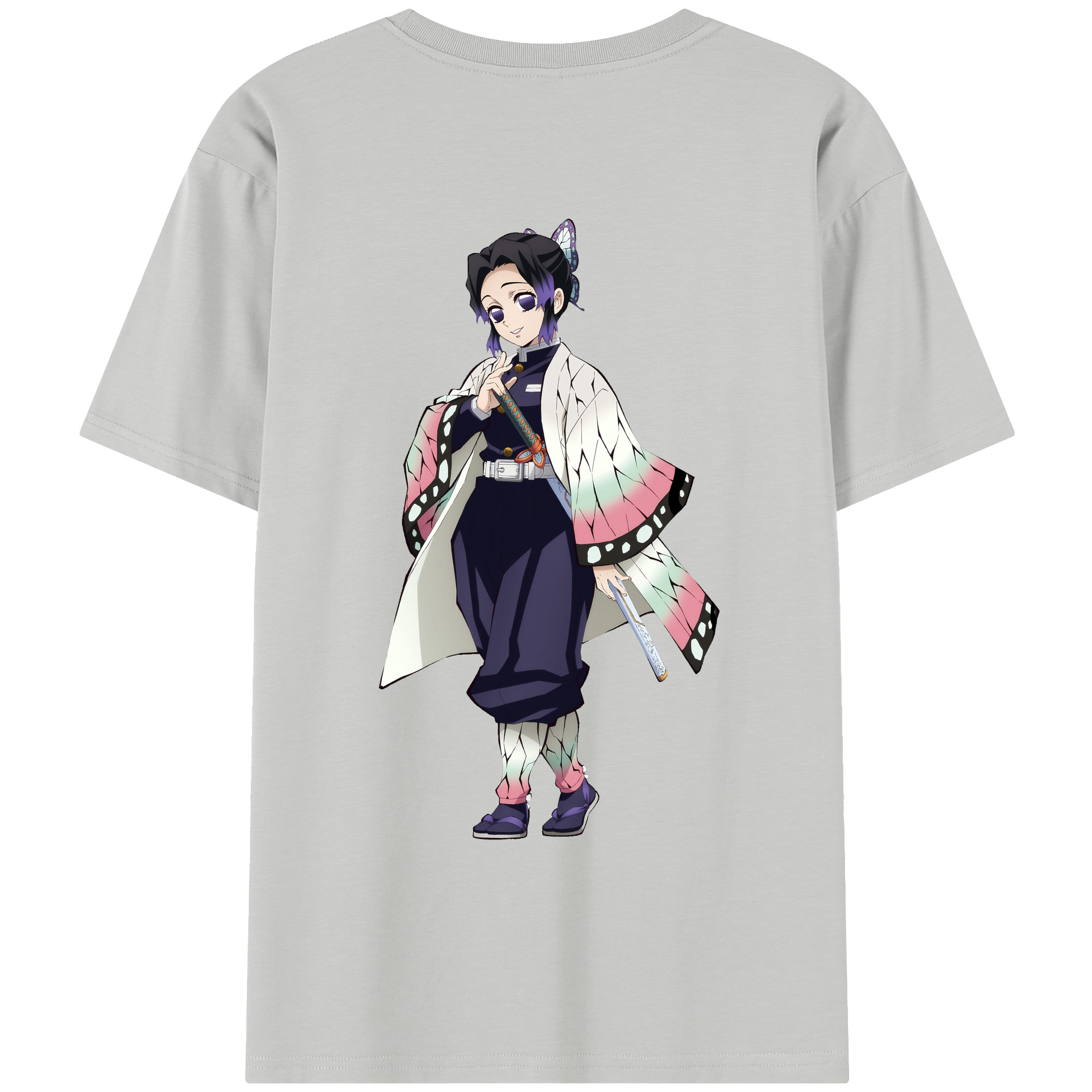 （画像用） 鬼滅の刃（きめつのやいば）蟲柱-胡蝶 しのぶ／こちょう しのぶ Kochou Shinobu レディース半袖Tシャツ(バックプリント)
