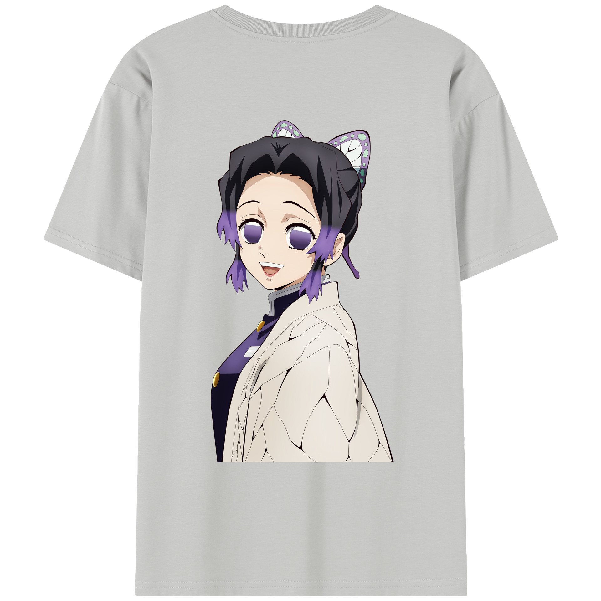 （画像用） 鬼滅の刃（きめつのやいば）蟲柱-胡蝶 しのぶ／こちょう しのぶ Kochou Shinobu レディース半袖Tシャツ(バックプリント)