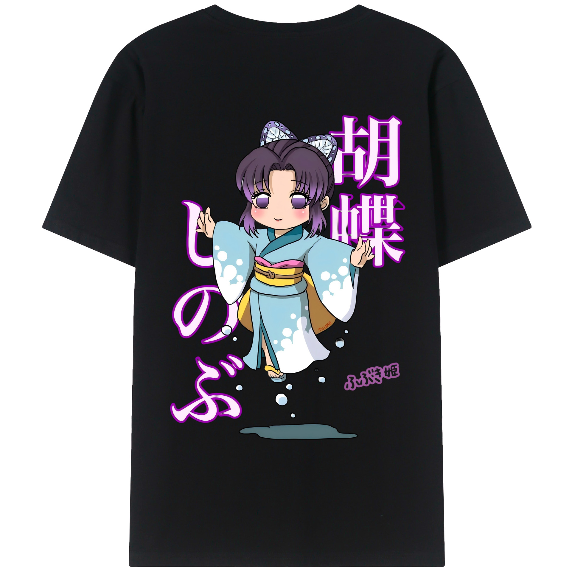 （画像用） 鬼滅の刃（きめつのやいば）蟲柱-胡蝶 しのぶ／こちょう しのぶ Kochou Shinobu レディース半袖Tシャツ(バックプリント)