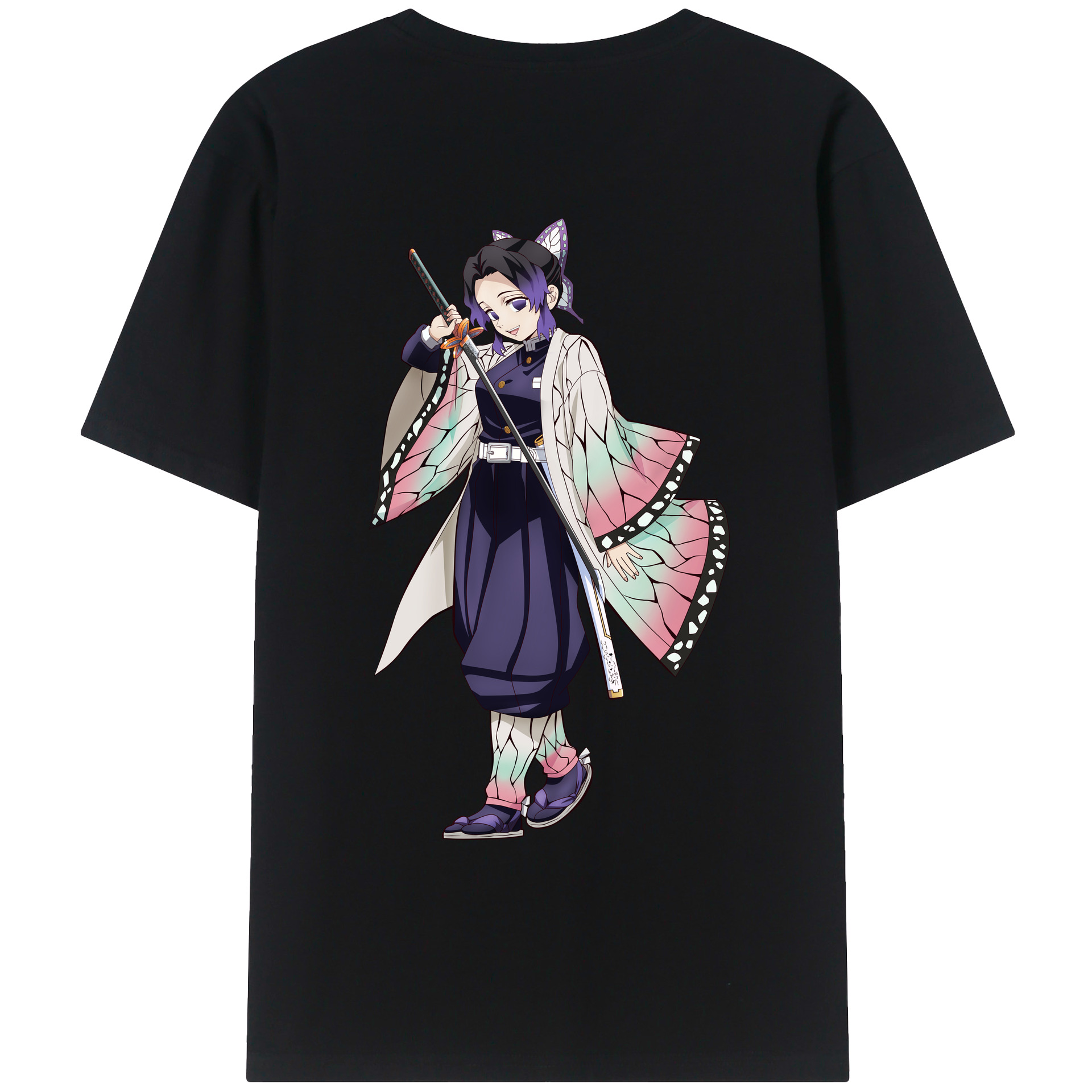 （画像用） 鬼滅の刃（きめつのやいば）蟲柱-胡蝶 しのぶ／こちょう しのぶ Kochou Shinobu レディース半袖Tシャツ(バックプリント)