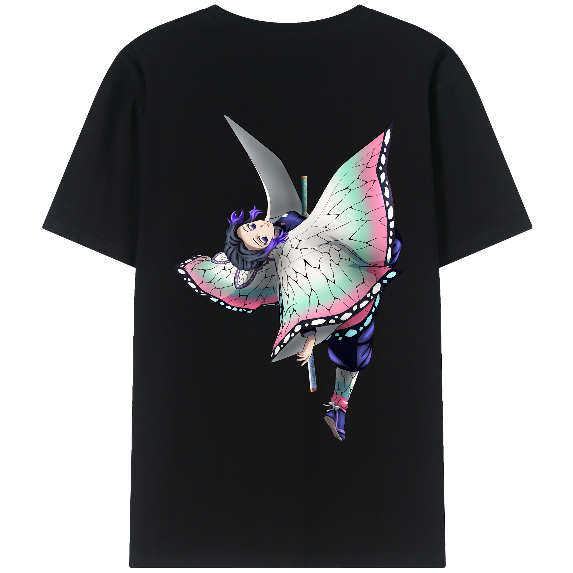 （画像用） 鬼滅の刃（きめつのやいば）蟲柱-胡蝶 しのぶ／こちょう しのぶ Kochou Shinobu レディース半袖Tシャツ(バックプリント)