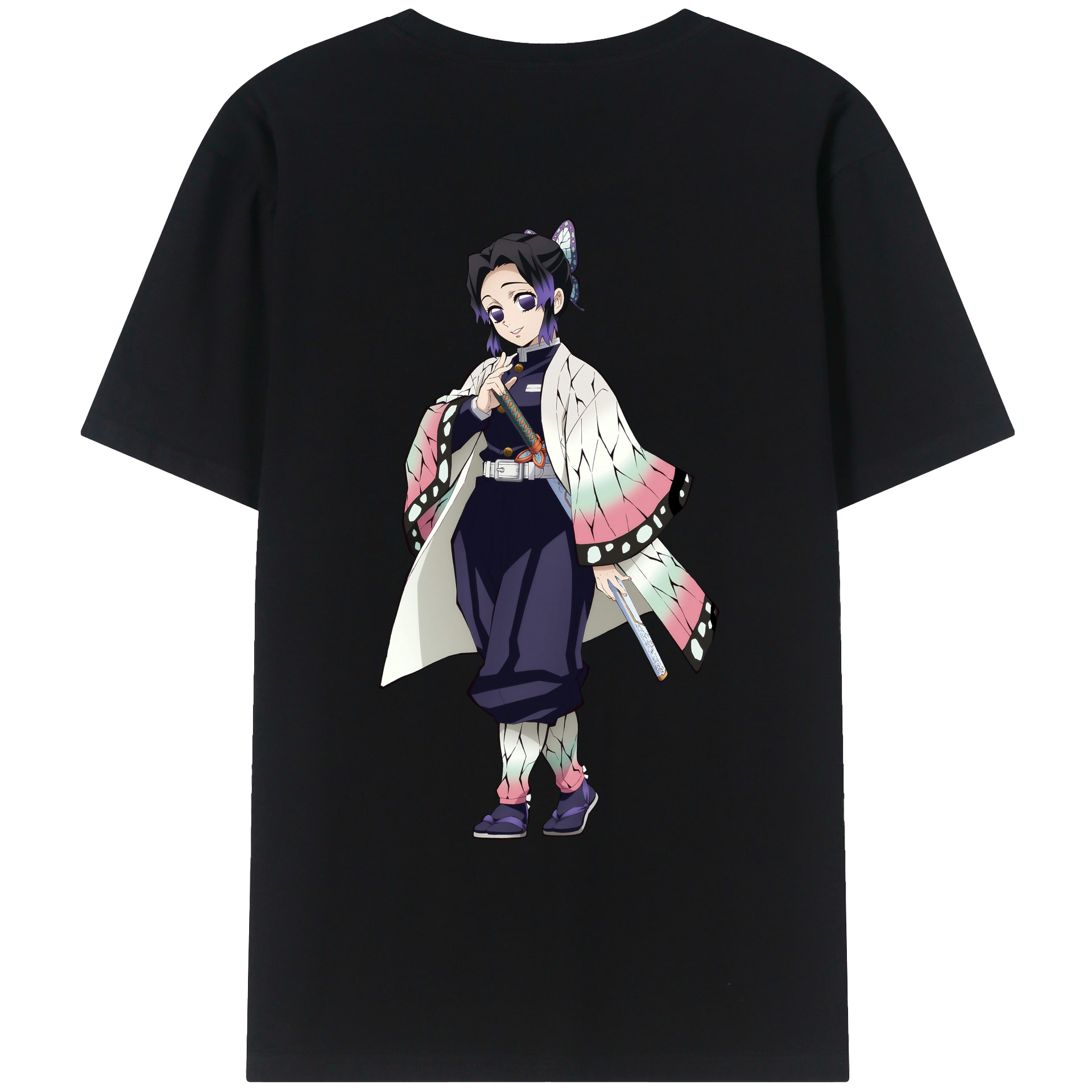 （画像用） 鬼滅の刃（きめつのやいば）蟲柱-胡蝶 しのぶ／こちょう しのぶ Kochou Shinobu レディース半袖Tシャツ(バックプリント)