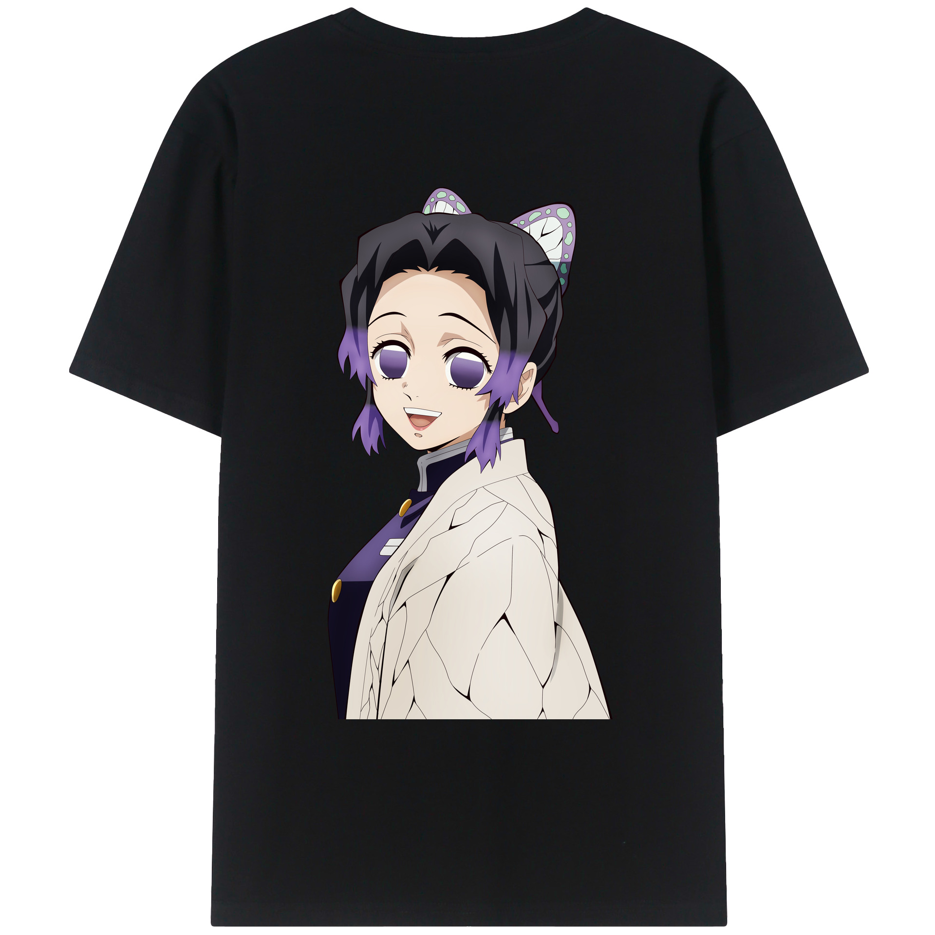 （画像用） 鬼滅の刃（きめつのやいば）蟲柱-胡蝶 しのぶ／こちょう しのぶ Kochou Shinobu レディース半袖Tシャツ(バックプリント)