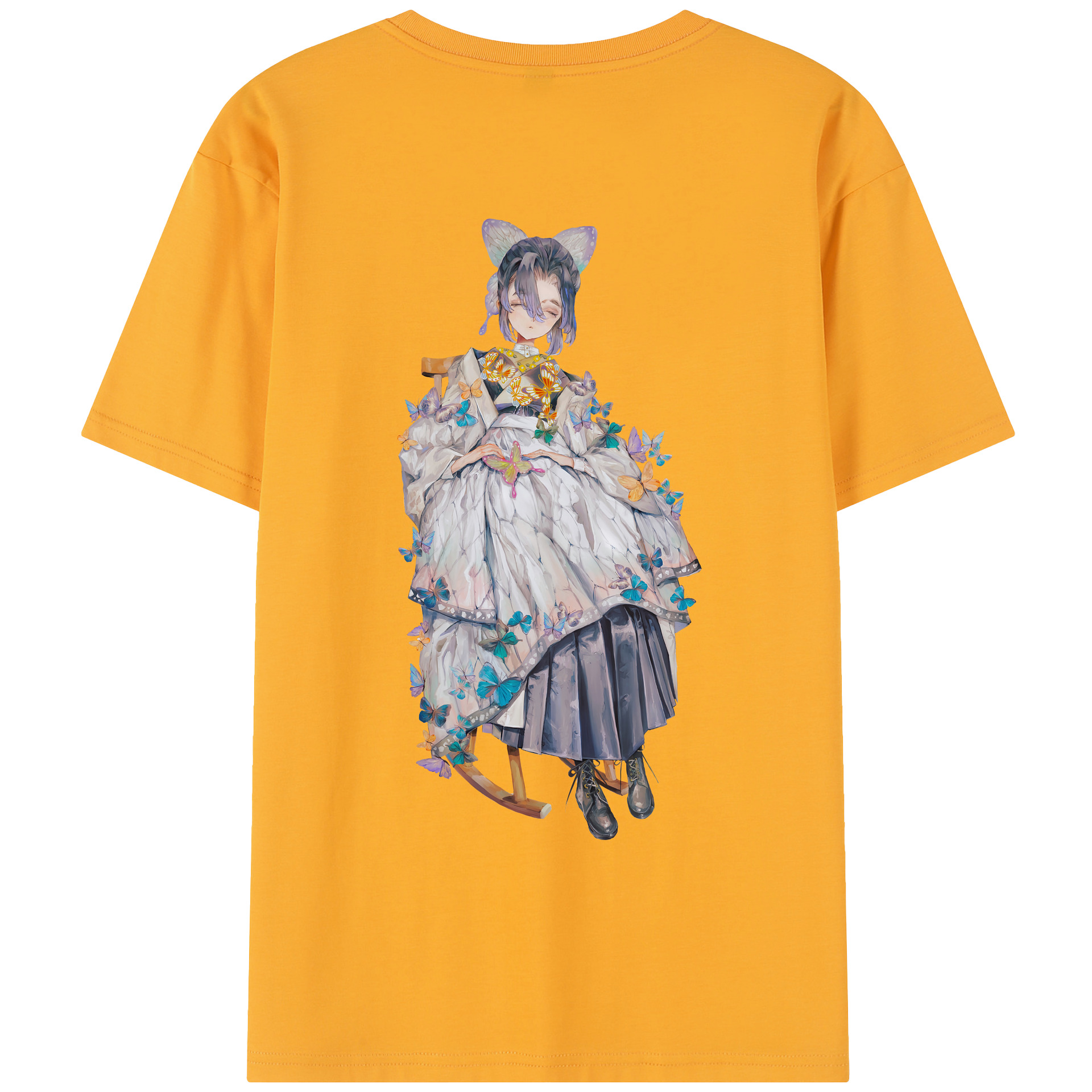 （画像用） 鬼滅の刃（きめつのやいば）蟲柱-胡蝶 しのぶ／こちょう しのぶ Kochou Shinobu レディース半袖Tシャツ(バックプリント)