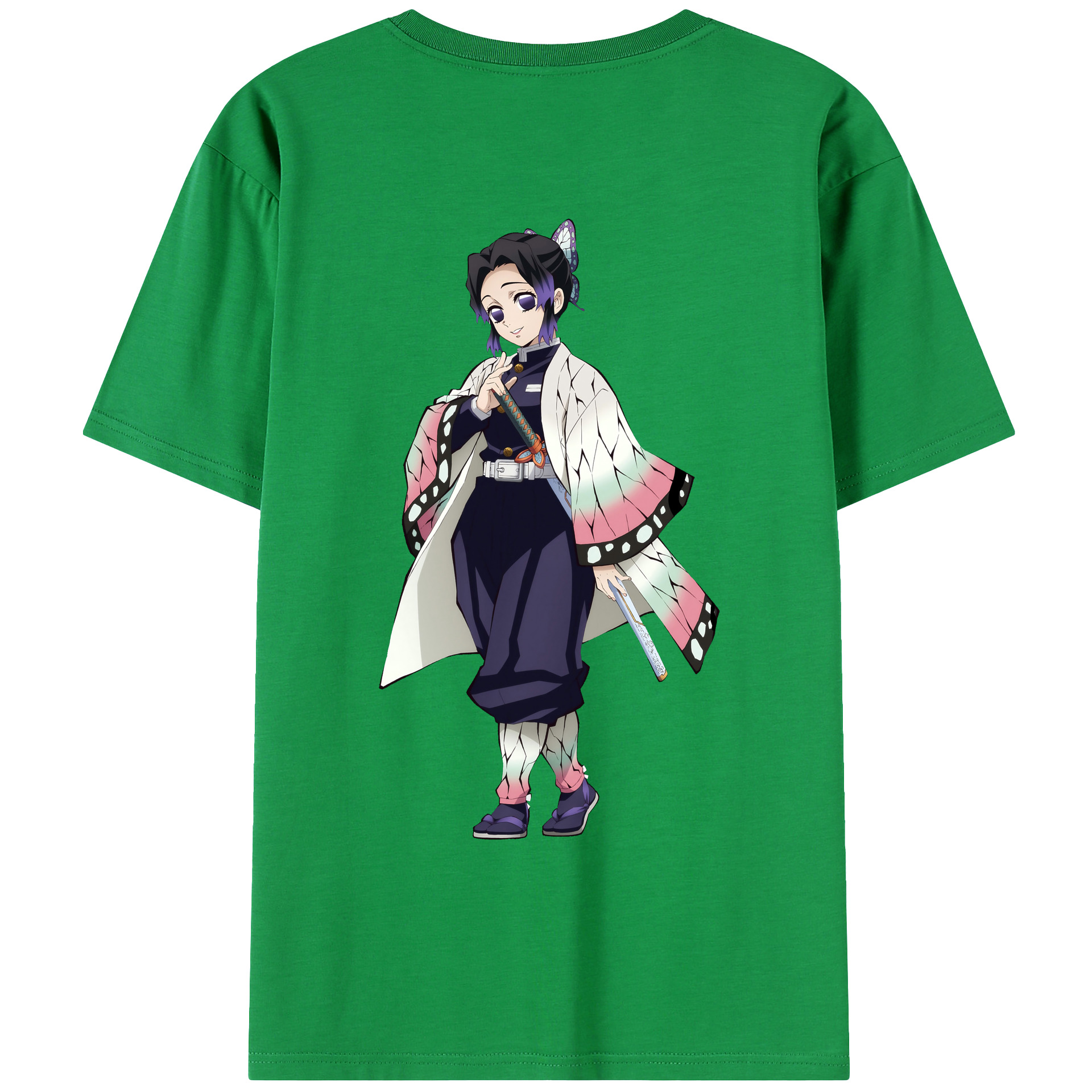 （画像用） 鬼滅の刃（きめつのやいば）蟲柱-胡蝶 しのぶ／こちょう しのぶ Kochou Shinobu レディース半袖Tシャツ(バックプリント)