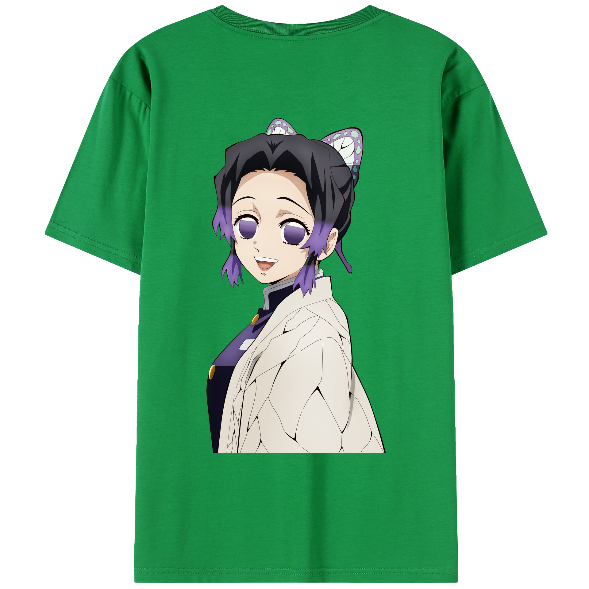 （画像用） 鬼滅の刃（きめつのやいば）蟲柱-胡蝶 しのぶ／こちょう しのぶ Kochou Shinobu レディース半袖Tシャツ(バックプリント)