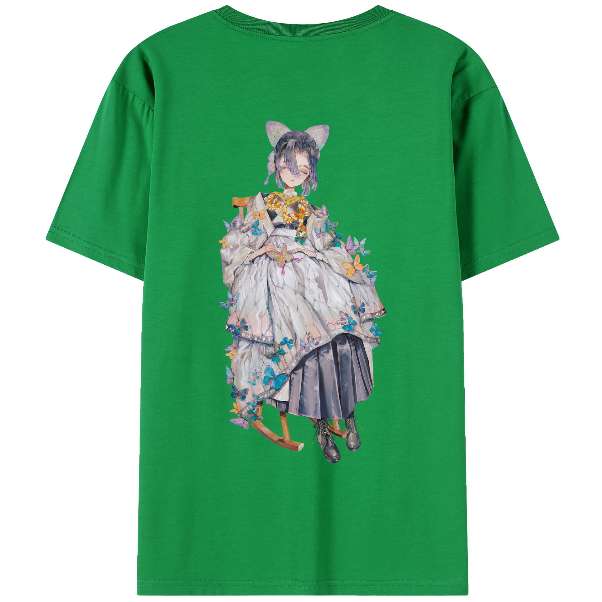 （画像用） 鬼滅の刃（きめつのやいば）蟲柱-胡蝶 しのぶ／こちょう しのぶ Kochou Shinobu レディース半袖Tシャツ(バックプリント)
