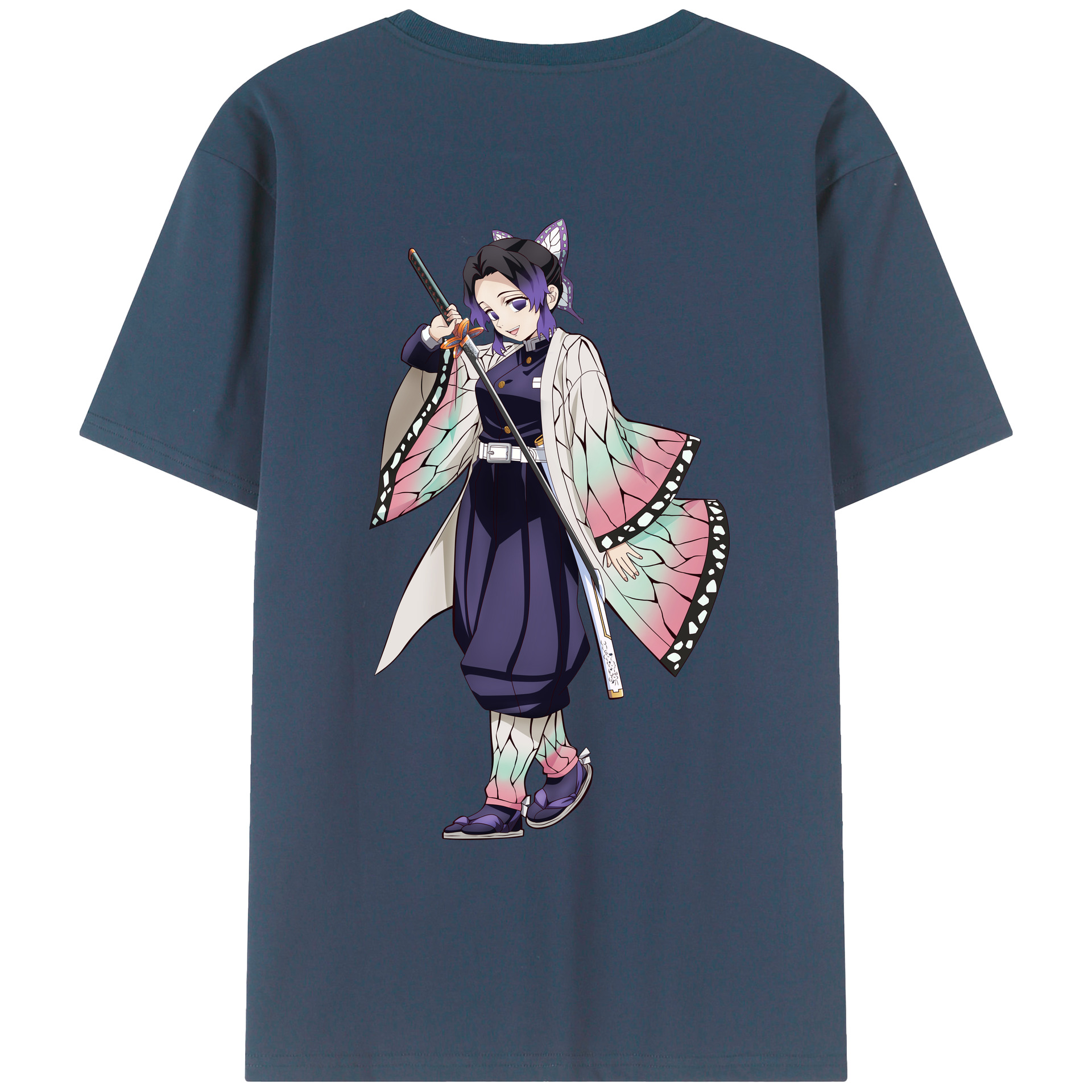 （画像用） 鬼滅の刃（きめつのやいば）蟲柱-胡蝶 しのぶ／こちょう しのぶ Kochou Shinobu レディース半袖Tシャツ(バックプリント)
