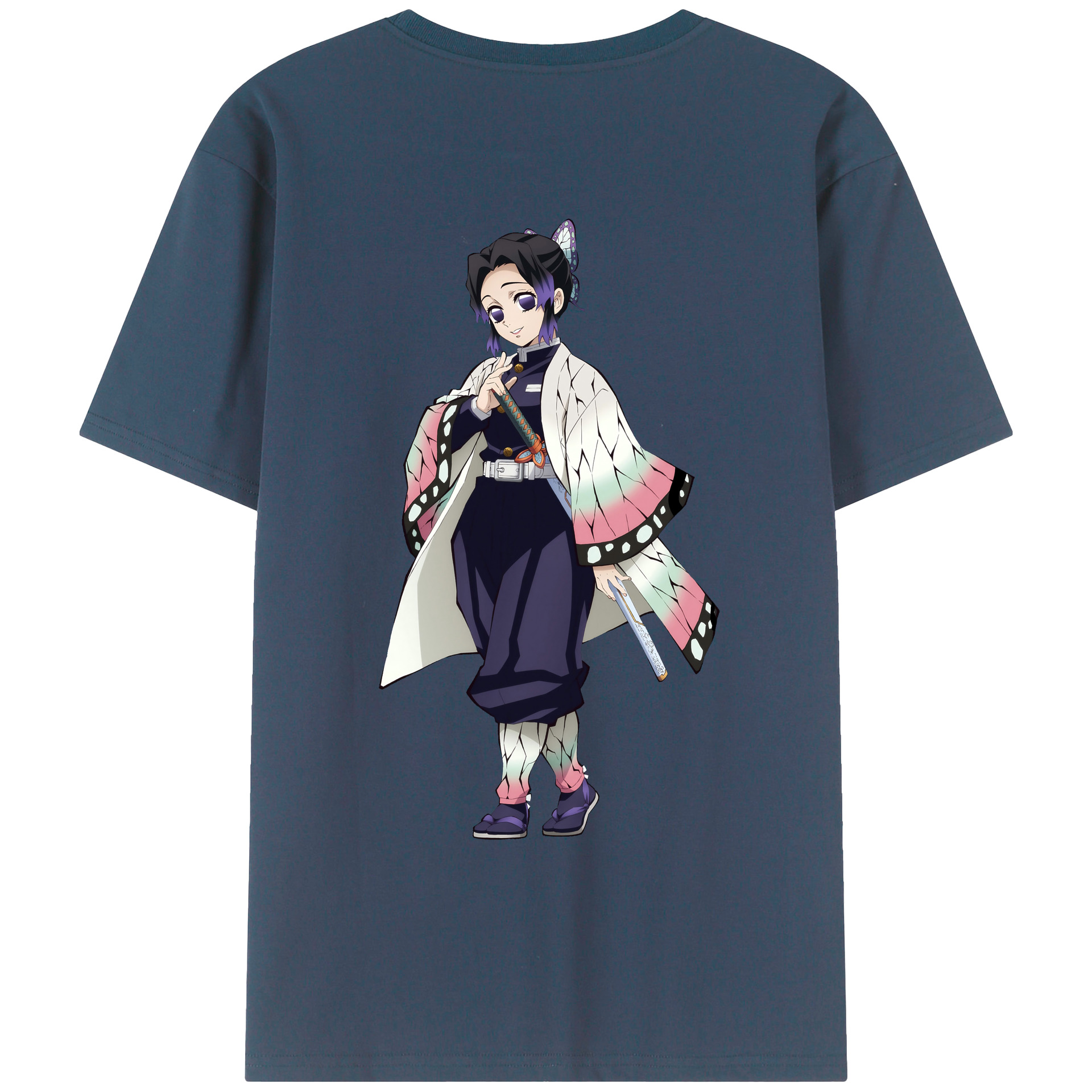 （画像用） 鬼滅の刃（きめつのやいば）蟲柱-胡蝶 しのぶ／こちょう しのぶ Kochou Shinobu レディース半袖Tシャツ(バックプリント)