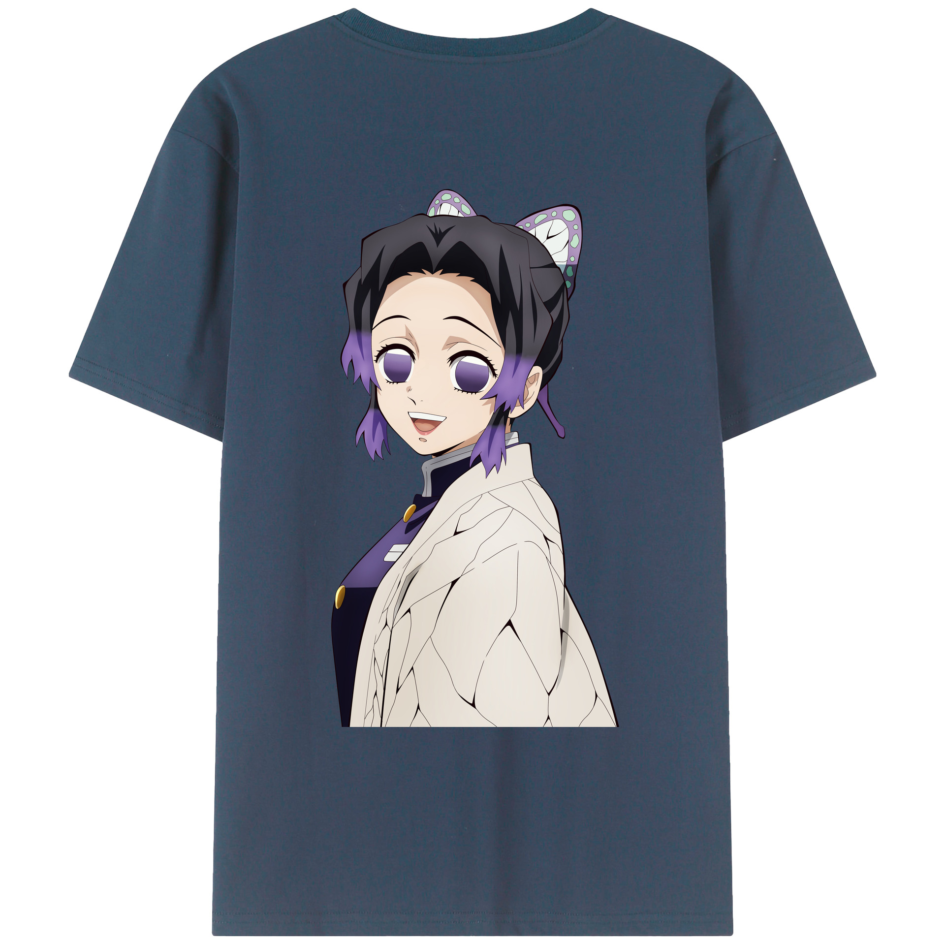（画像用） 鬼滅の刃（きめつのやいば）蟲柱-胡蝶 しのぶ／こちょう しのぶ Kochou Shinobu レディース半袖Tシャツ(バックプリント)
