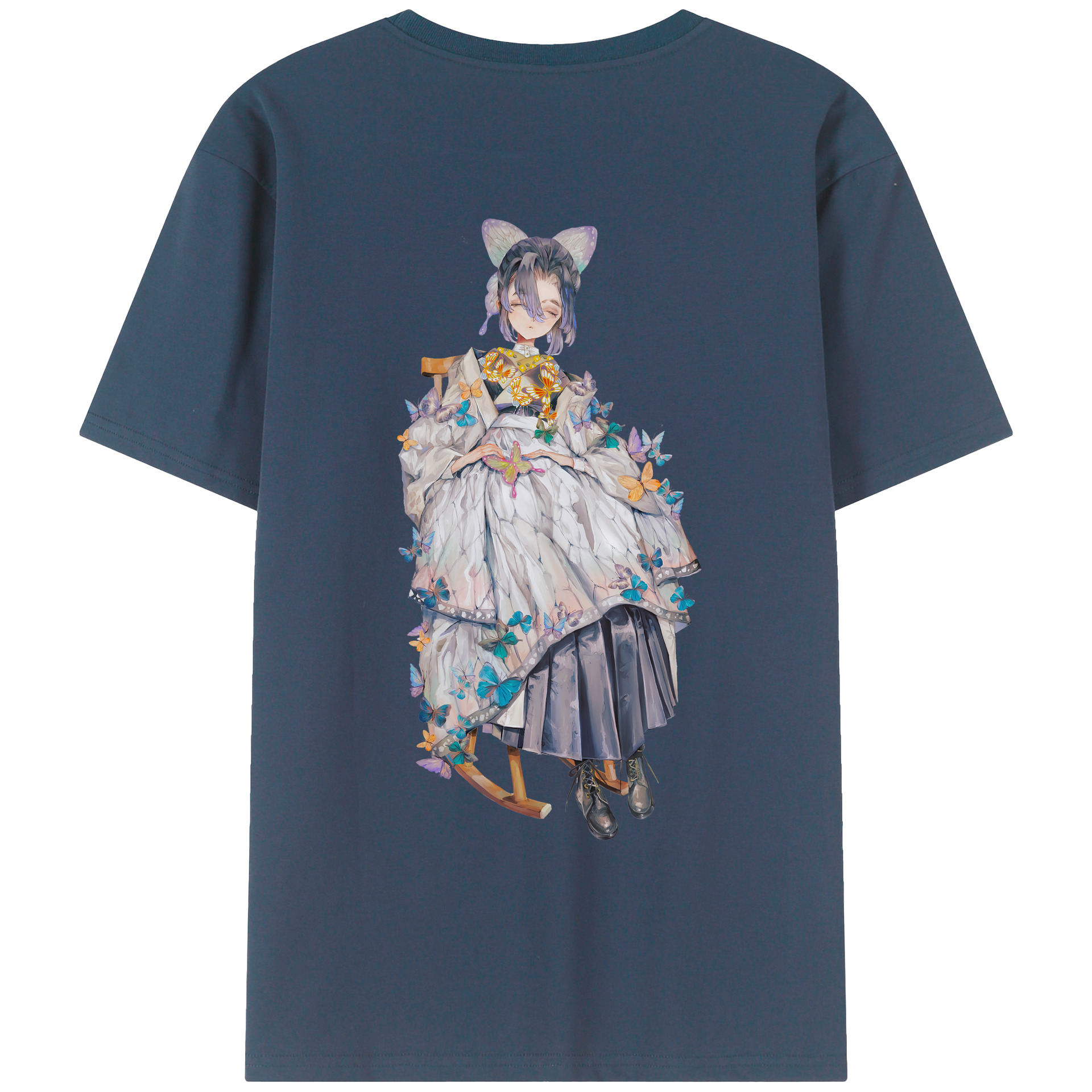 （画像用） 鬼滅の刃（きめつのやいば）蟲柱-胡蝶 しのぶ／こちょう しのぶ Kochou Shinobu レディース半袖Tシャツ(バックプリント)