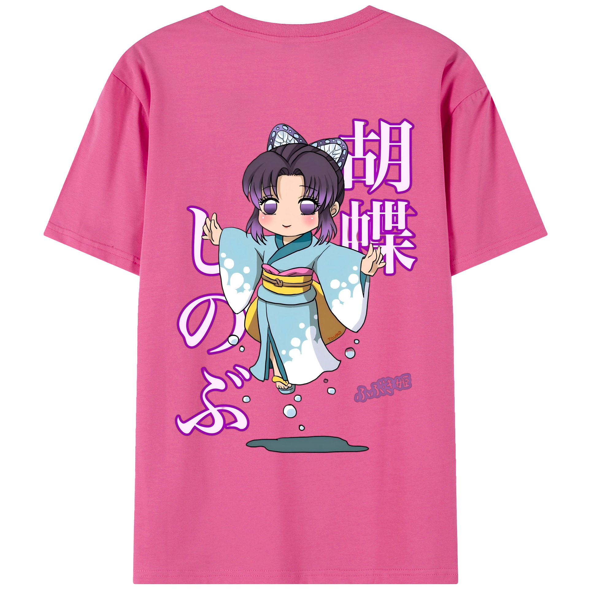 （画像用） 鬼滅の刃（きめつのやいば）蟲柱-胡蝶 しのぶ／こちょう しのぶ Kochou Shinobu レディース半袖Tシャツ(バックプリント)