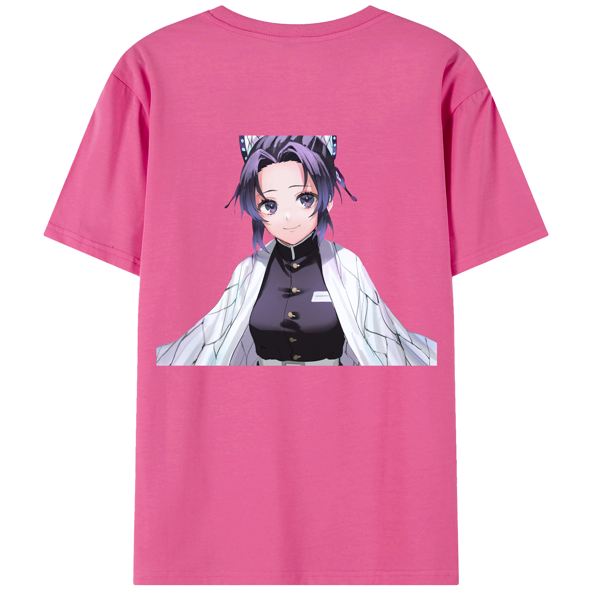 （画像用） 鬼滅の刃（きめつのやいば）蟲柱-胡蝶 しのぶ／こちょう しのぶ Kochou Shinobu レディース半袖Tシャツ(バックプリント)