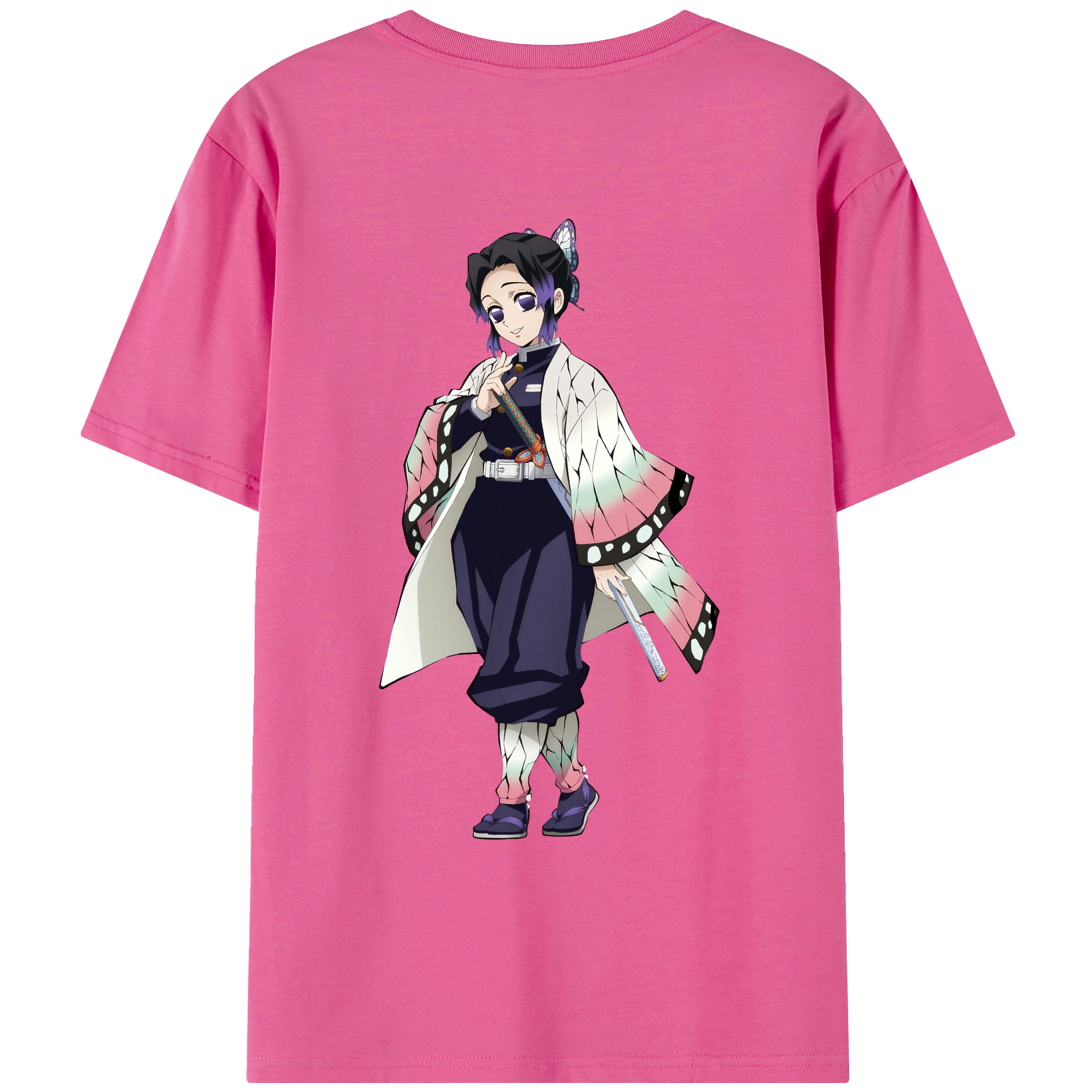 （画像用） 鬼滅の刃（きめつのやいば）蟲柱-胡蝶 しのぶ／こちょう しのぶ Kochou Shinobu レディース半袖Tシャツ(バックプリント)
