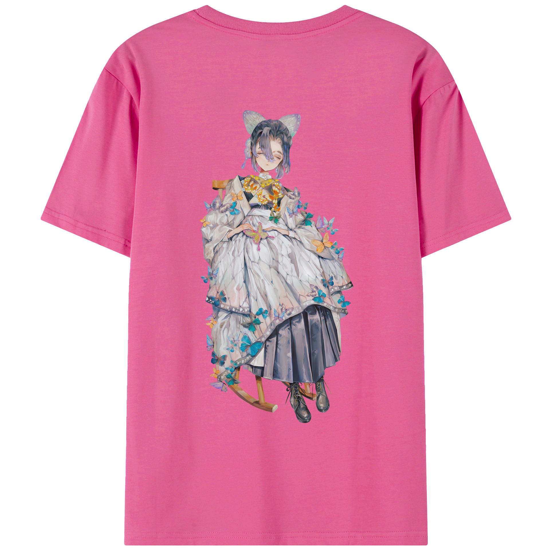（画像用） 鬼滅の刃（きめつのやいば）蟲柱-胡蝶 しのぶ／こちょう しのぶ Kochou Shinobu レディース半袖Tシャツ(バックプリント)