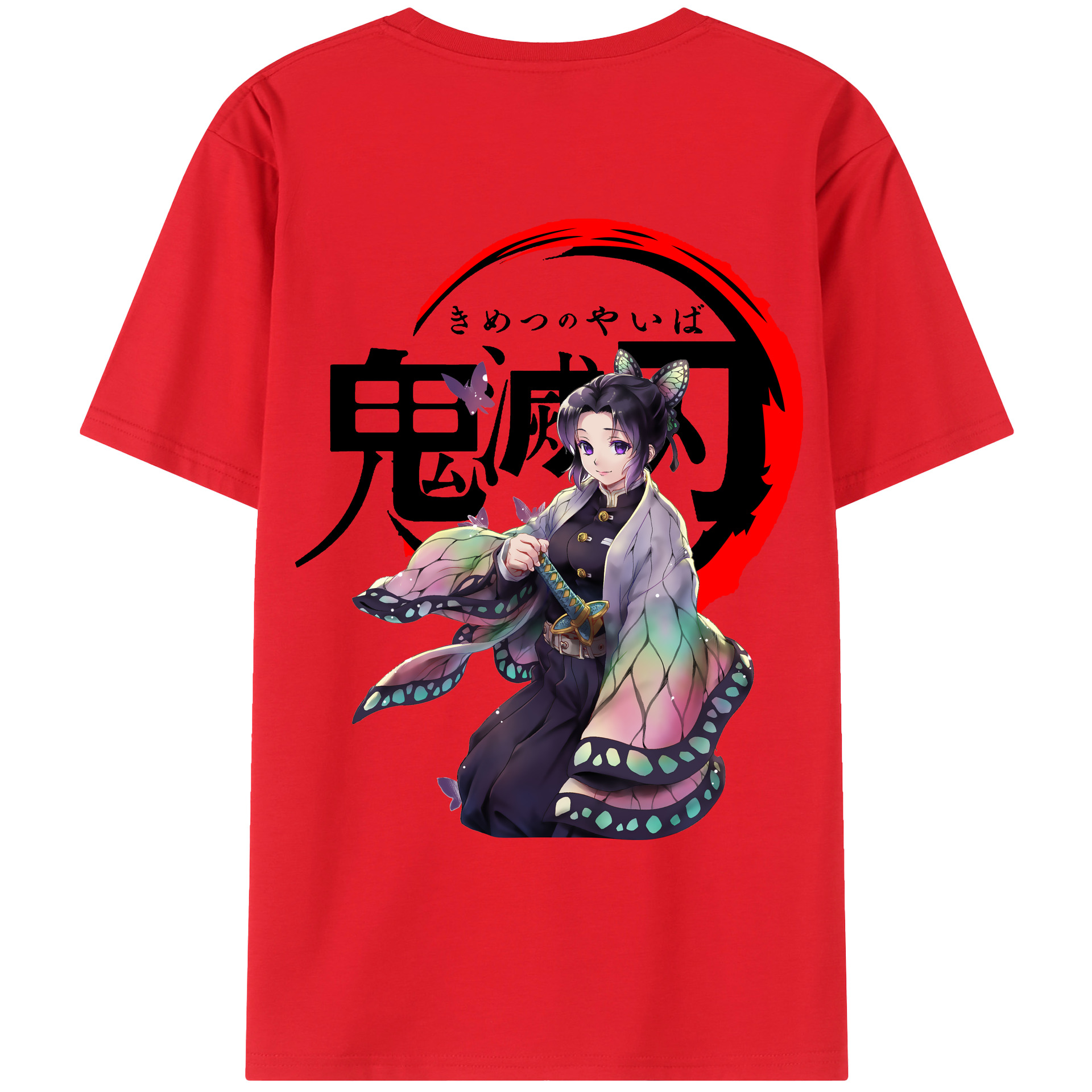 （画像用） 鬼滅の刃（きめつのやいば）蟲柱-胡蝶 しのぶ／こちょう しのぶ Kochou Shinobu レディース半袖Tシャツ(バックプリント)