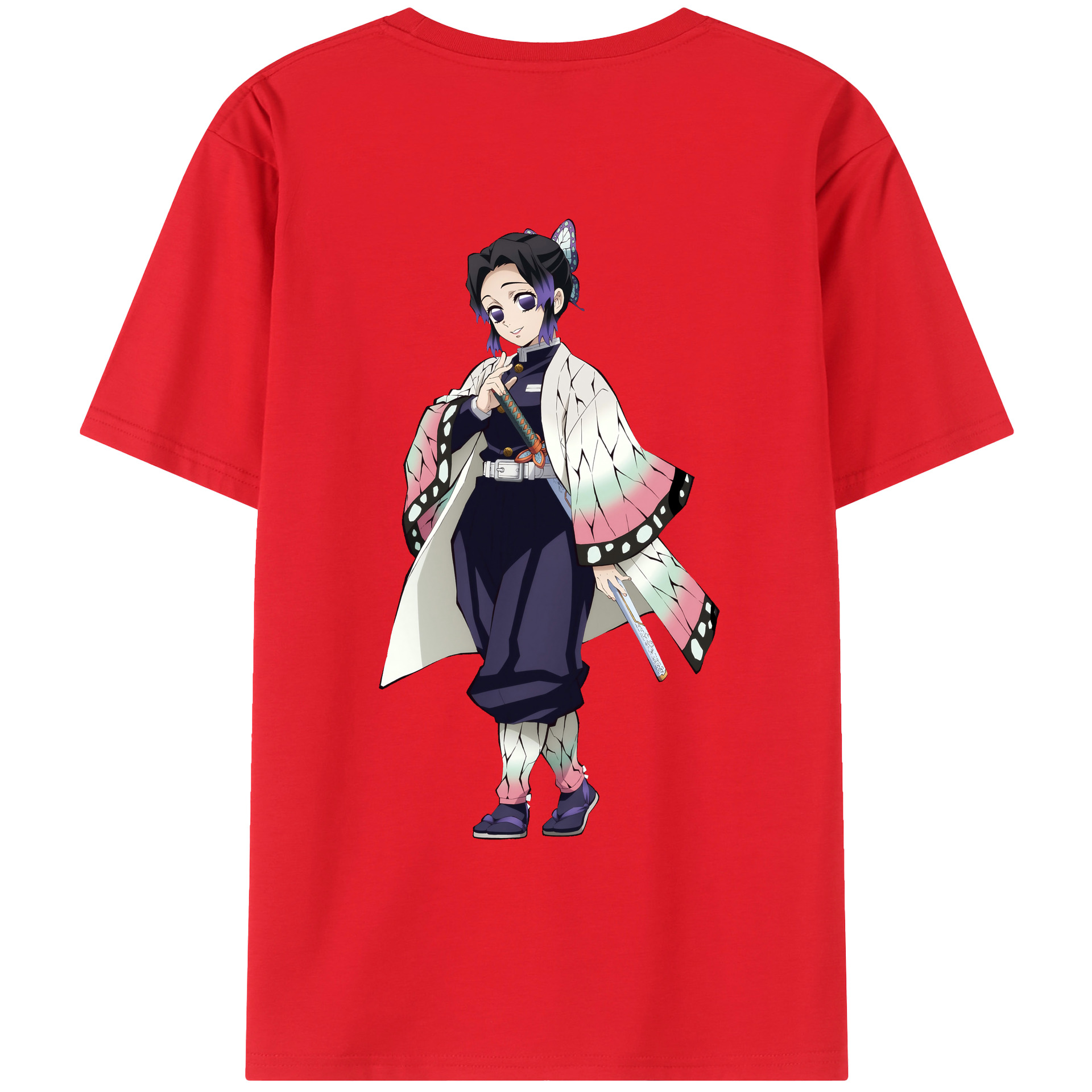 （画像用） 鬼滅の刃（きめつのやいば）蟲柱-胡蝶 しのぶ／こちょう しのぶ Kochou Shinobu レディース半袖Tシャツ(バックプリント)