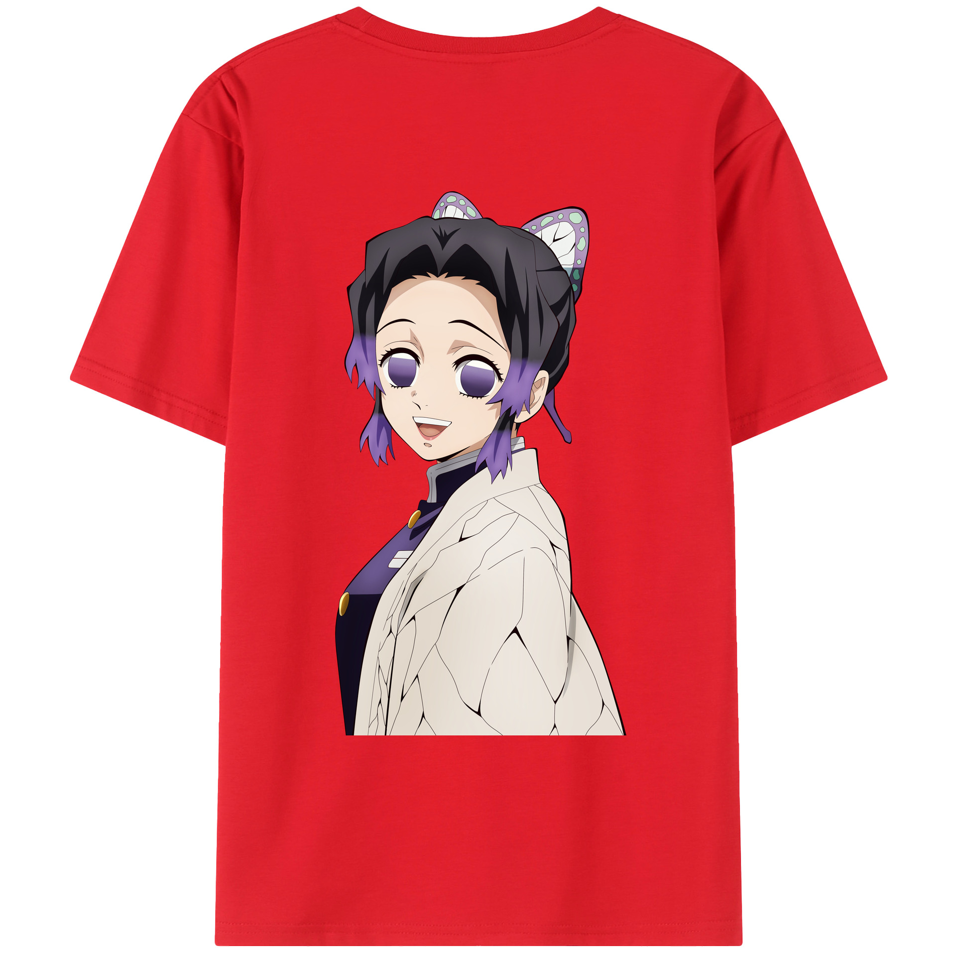 （画像用） 鬼滅の刃（きめつのやいば）蟲柱-胡蝶 しのぶ／こちょう しのぶ Kochou Shinobu レディース半袖Tシャツ(バックプリント)