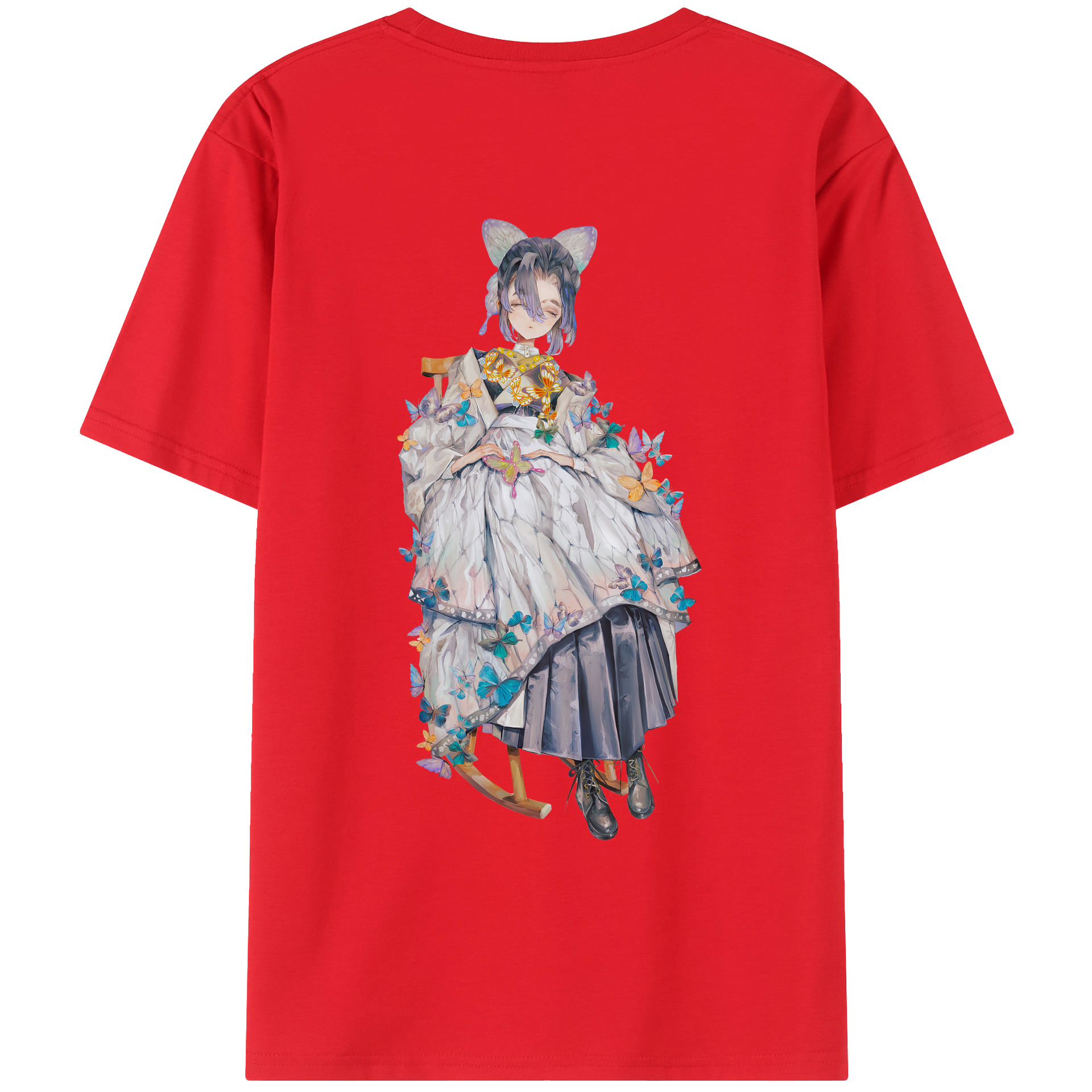 （画像用） 鬼滅の刃（きめつのやいば）蟲柱-胡蝶 しのぶ／こちょう しのぶ Kochou Shinobu レディース半袖Tシャツ(バックプリント)