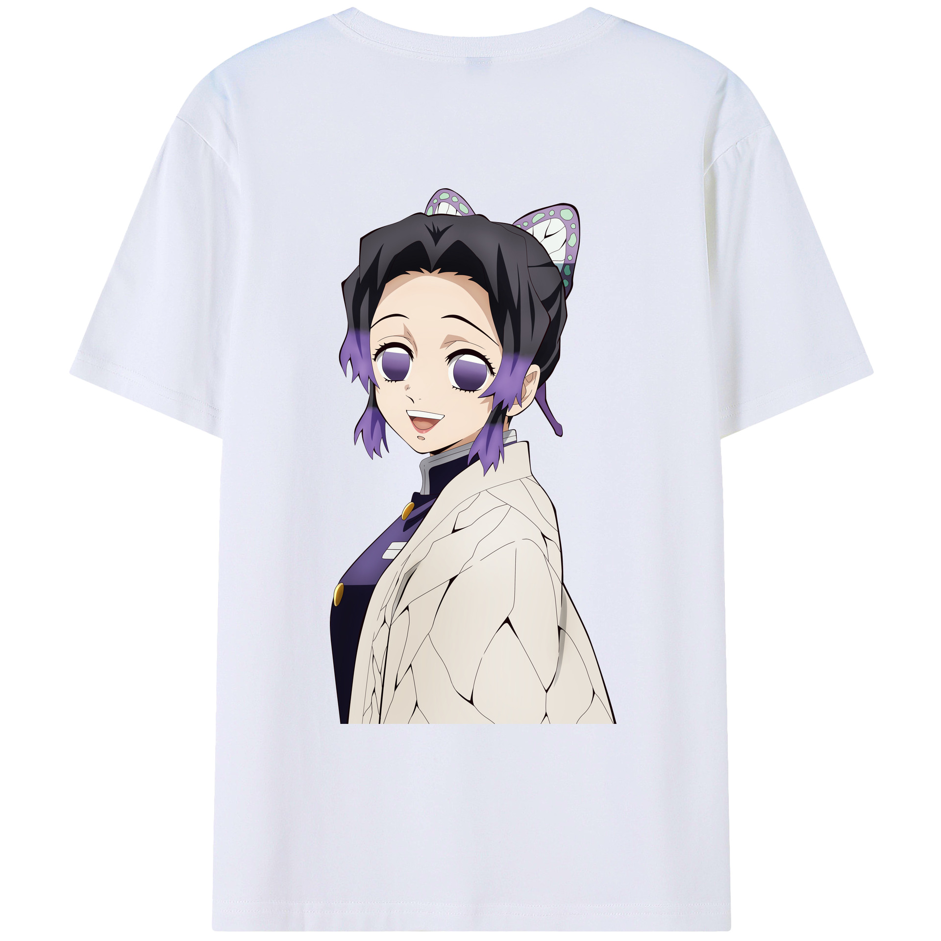 （画像用） 鬼滅の刃（きめつのやいば）蟲柱-胡蝶 しのぶ／こちょう しのぶ Kochou Shinobu レディース半袖Tシャツ(バックプリント)