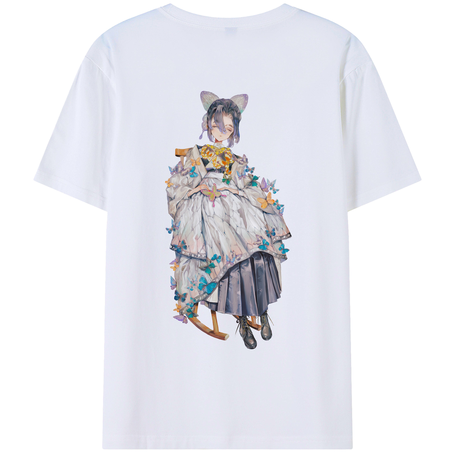 （画像用） 鬼滅の刃（きめつのやいば）蟲柱-胡蝶 しのぶ／こちょう しのぶ Kochou Shinobu レディース半袖Tシャツ(バックプリント)