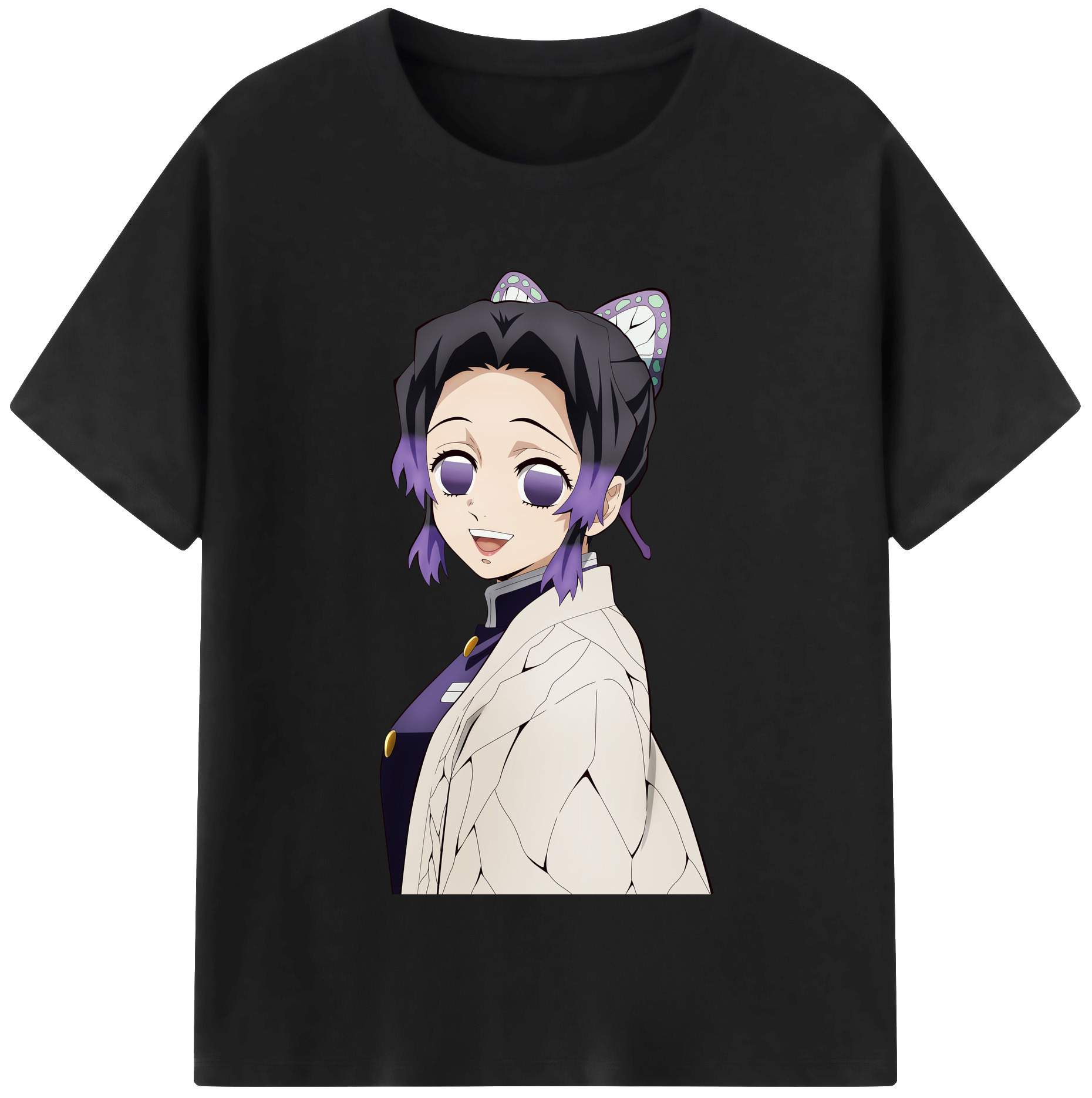 （画像用） 鬼滅の刃（きめつのやいば）蟲柱-胡蝶 しのぶ／こちょう しのぶ Kochou Shinobu レディースカジュアルプリントTシャツ（綿100％）