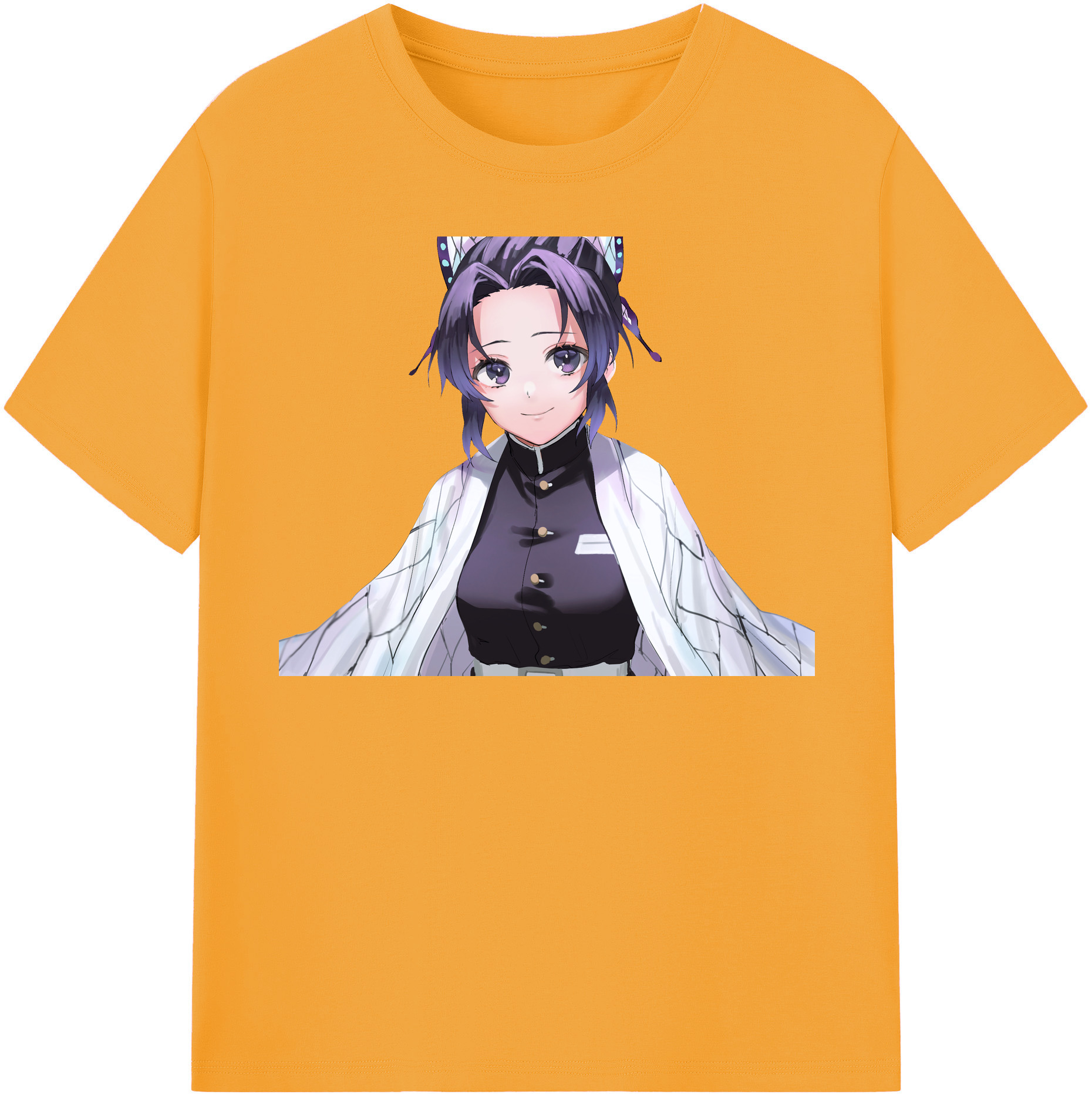 （画像用） 鬼滅の刃（きめつのやいば）蟲柱-胡蝶 しのぶ／こちょう しのぶ Kochou Shinobu レディースカジュアルプリントTシャツ（綿100％）