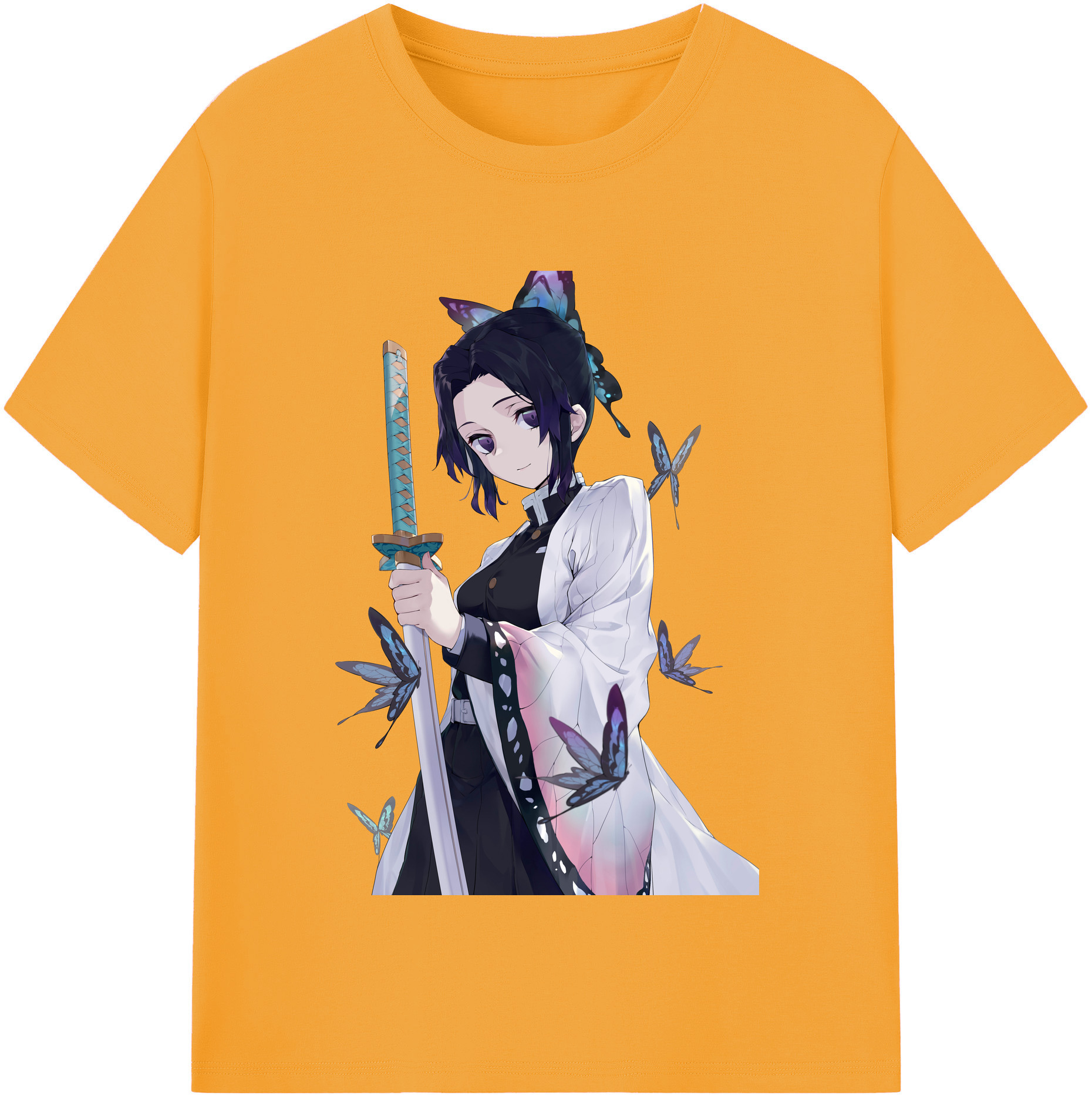 （画像用） 鬼滅の刃（きめつのやいば）蟲柱-胡蝶 しのぶ／こちょう しのぶ Kochou Shinobu レディースカジュアルプリントTシャツ（綿100％）