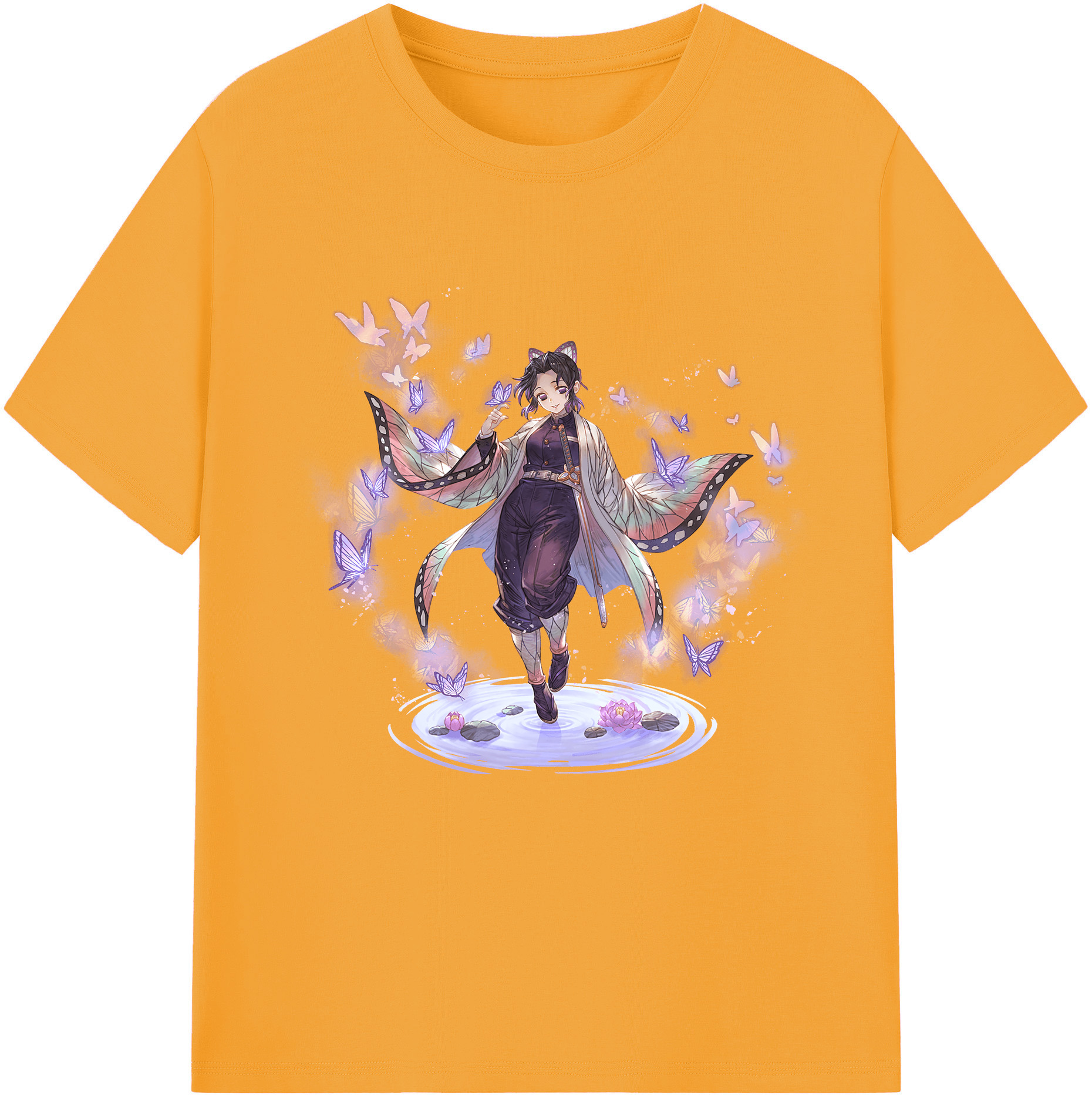 （画像用） 鬼滅の刃（きめつのやいば）蟲柱-胡蝶 しのぶ／こちょう しのぶ Kochou Shinobu レディースカジュアルプリントTシャツ（綿100％）
