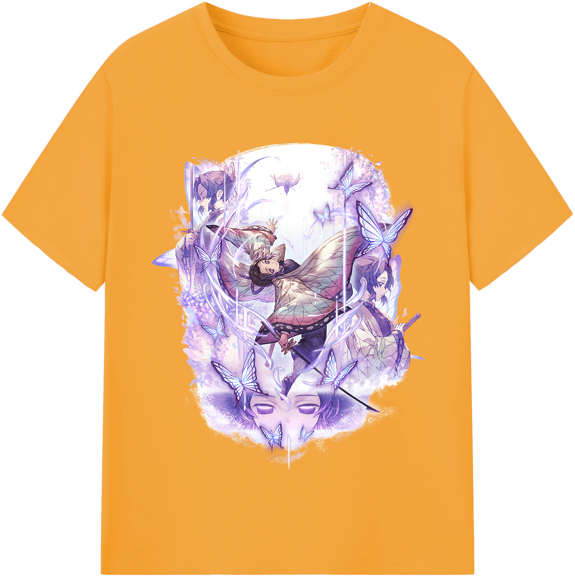 （画像用） 鬼滅の刃（きめつのやいば）蟲柱-胡蝶 しのぶ／こちょう しのぶ Kochou Shinobu レディースカジュアルプリントTシャツ（綿100％）