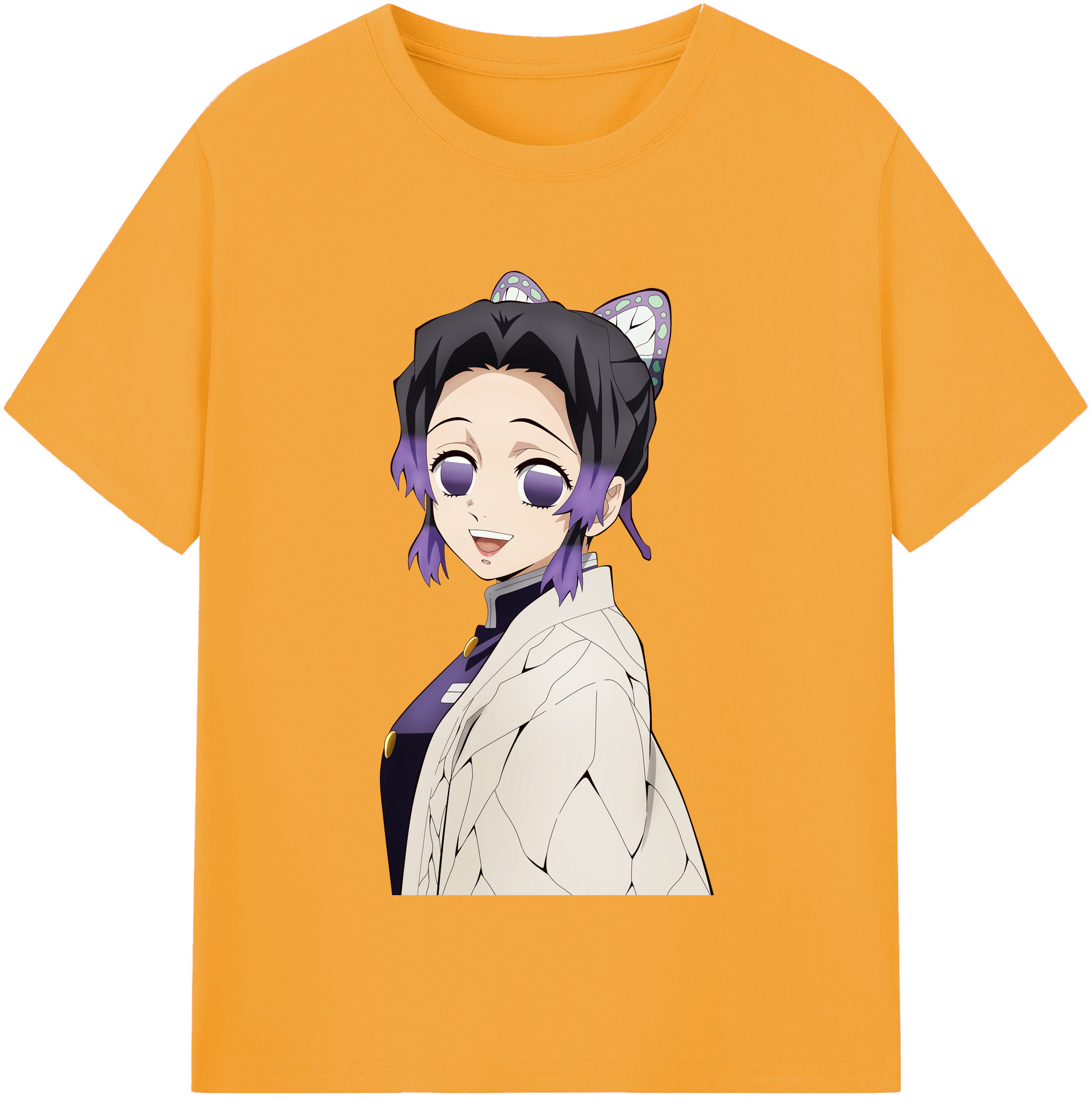 （画像用） 鬼滅の刃（きめつのやいば）蟲柱-胡蝶 しのぶ／こちょう しのぶ Kochou Shinobu レディースカジュアルプリントTシャツ（綿100％）