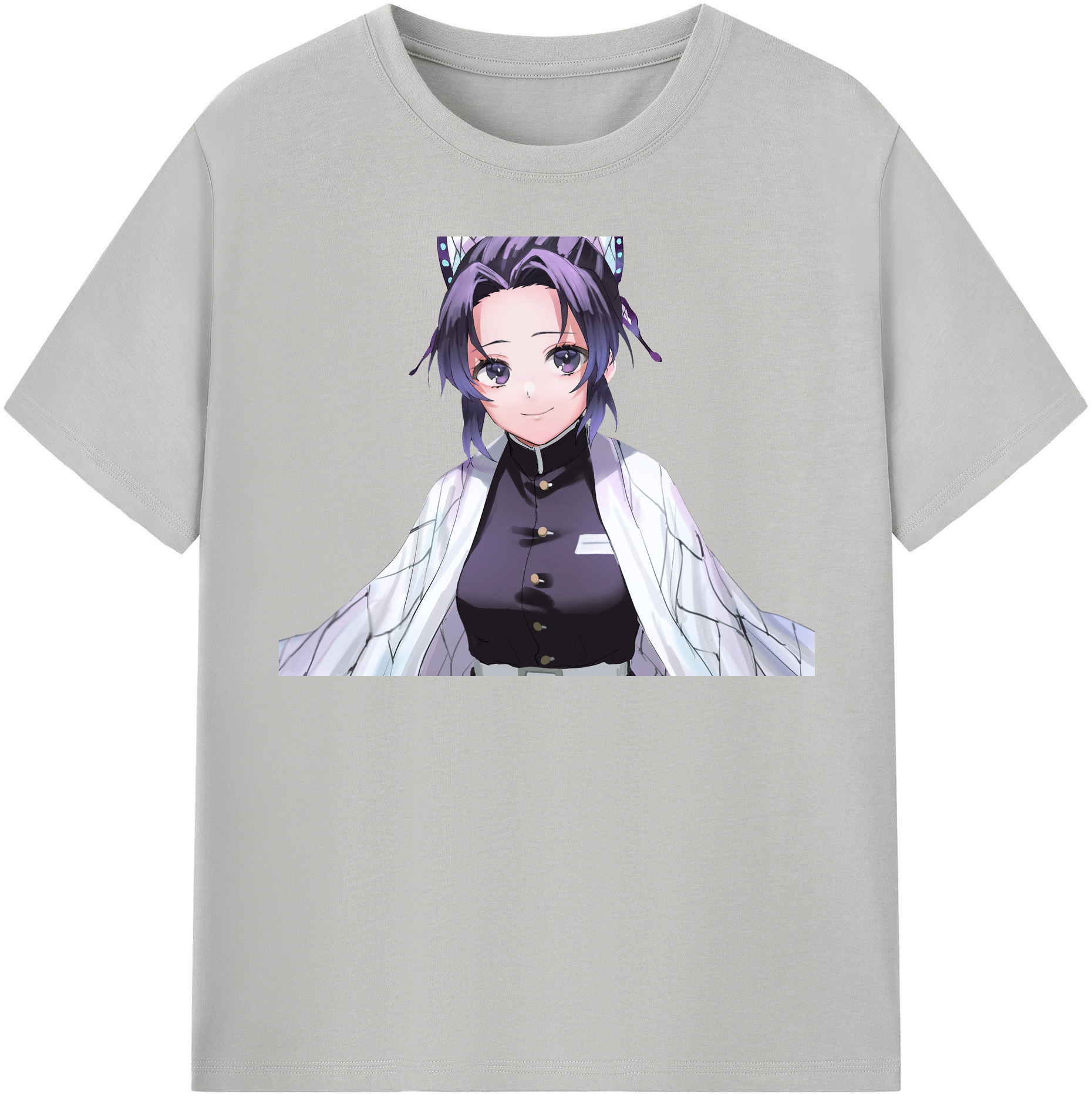 （画像用） 鬼滅の刃（きめつのやいば）蟲柱-胡蝶 しのぶ／こちょう しのぶ Kochou Shinobu レディースカジュアルプリントTシャツ（綿100％）