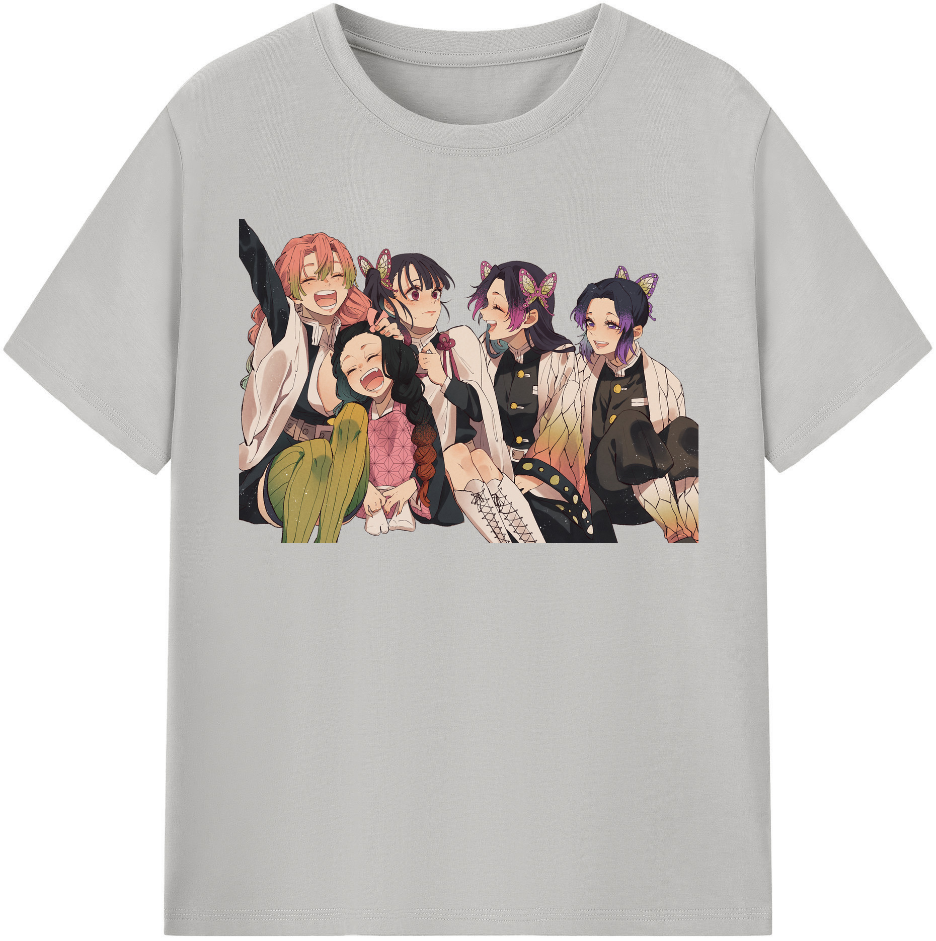 （画像用） 鬼滅の刃（きめつのやいば）蟲柱-胡蝶 しのぶ／こちょう しのぶ Kochou Shinobu レディースカジュアルプリントTシャツ（綿100％）
