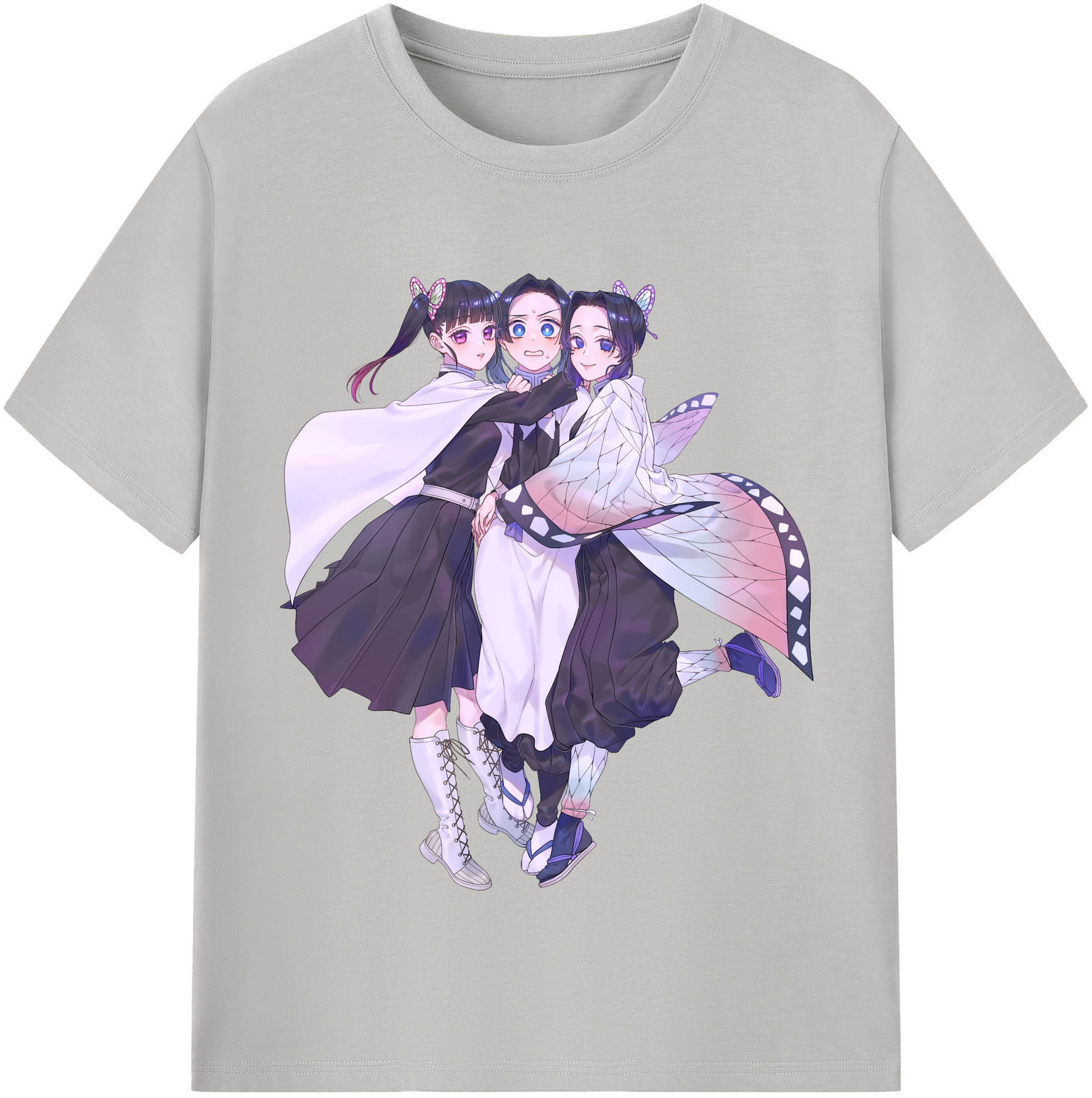 （画像用） 鬼滅の刃（きめつのやいば）蟲柱-胡蝶 しのぶ／こちょう しのぶ Kochou Shinobu レディースカジュアルプリントTシャツ（綿100％）