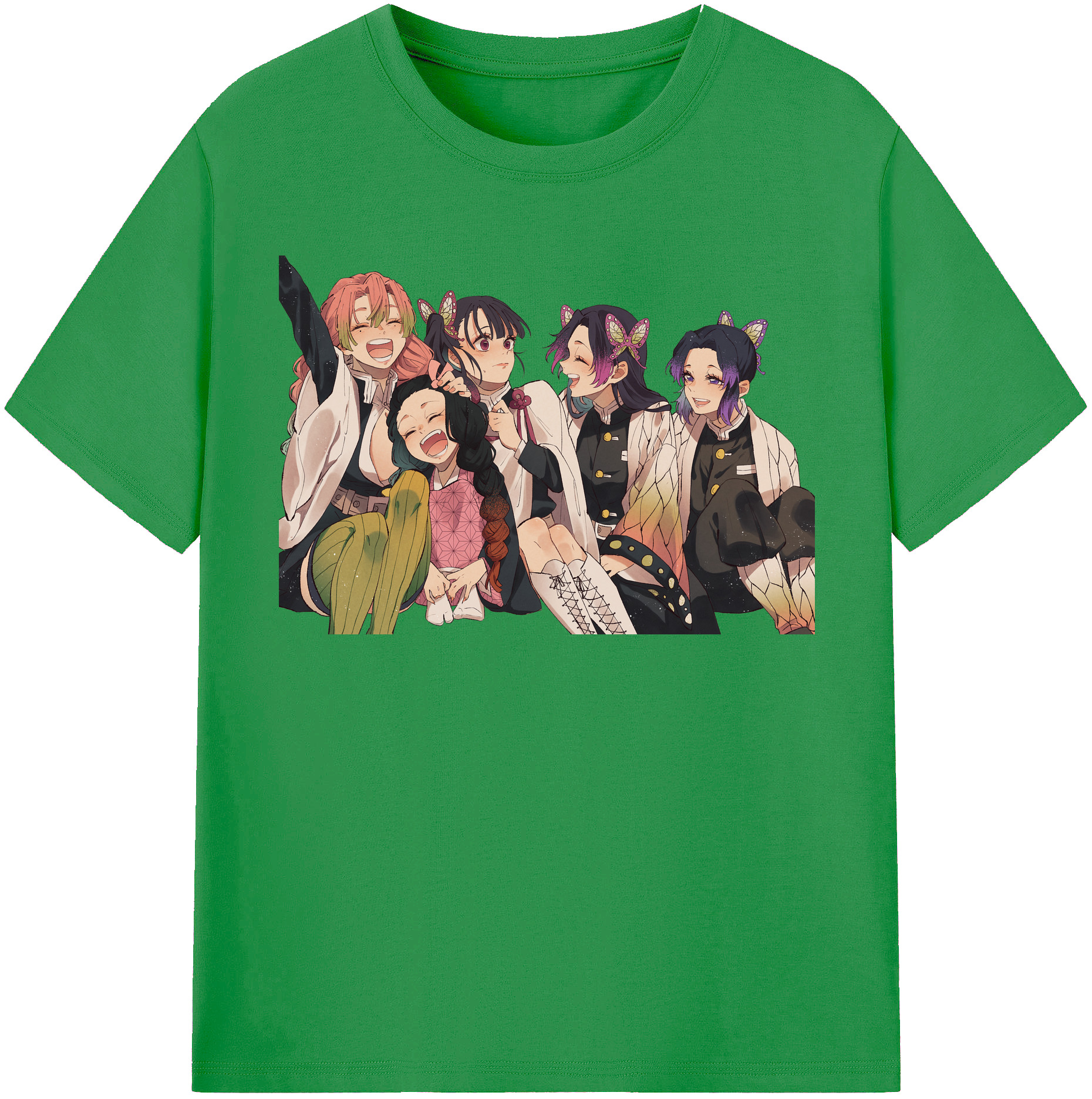 （画像用） 鬼滅の刃（きめつのやいば）蟲柱-胡蝶 しのぶ／こちょう しのぶ Kochou Shinobu レディースカジュアルプリントTシャツ（綿100％）