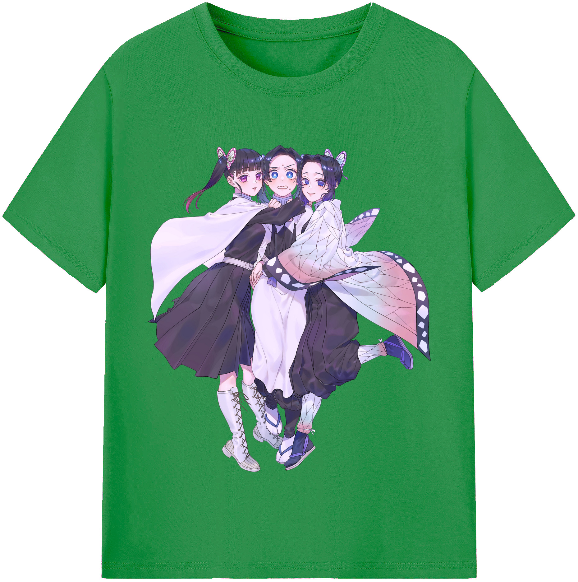 （画像用） 鬼滅の刃（きめつのやいば）蟲柱-胡蝶 しのぶ／こちょう しのぶ Kochou Shinobu レディースカジュアルプリントTシャツ（綿100％）