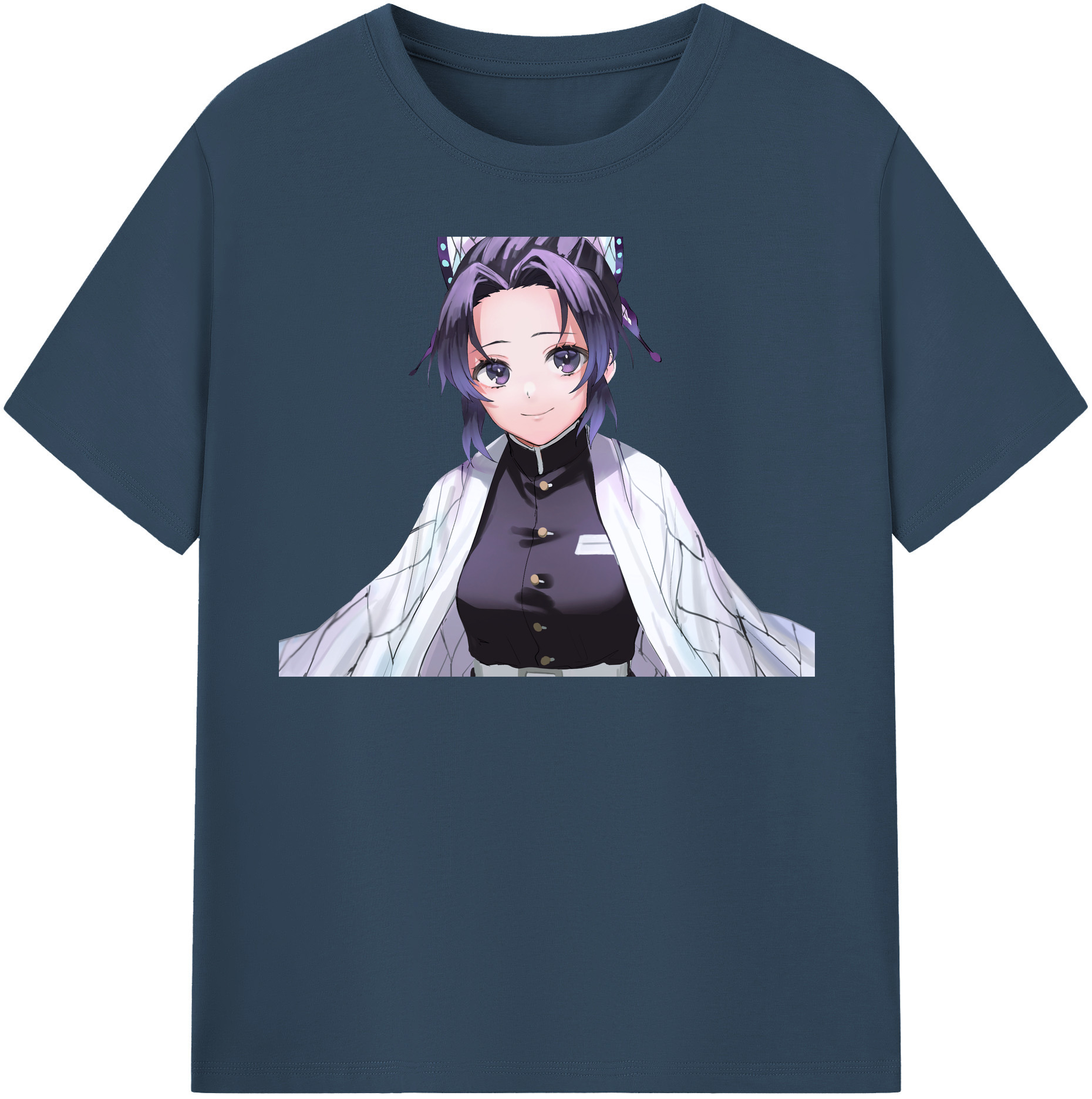 （画像用） 鬼滅の刃（きめつのやいば）蟲柱-胡蝶 しのぶ／こちょう しのぶ Kochou Shinobu レディースカジュアルプリントTシャツ（綿100％）