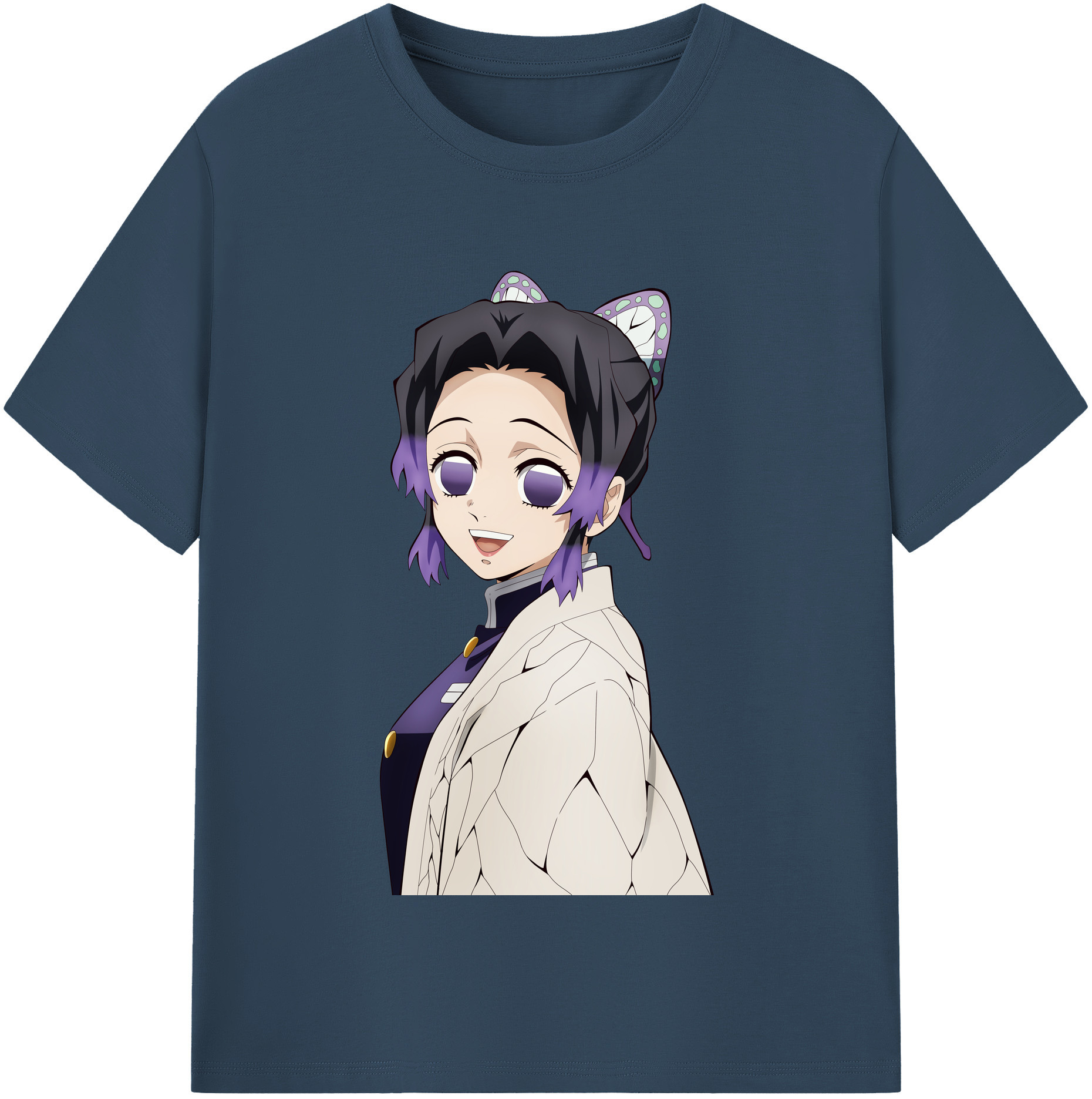 （画像用） 鬼滅の刃（きめつのやいば）蟲柱-胡蝶 しのぶ／こちょう しのぶ Kochou Shinobu レディースカジュアルプリントTシャツ（綿100％）
