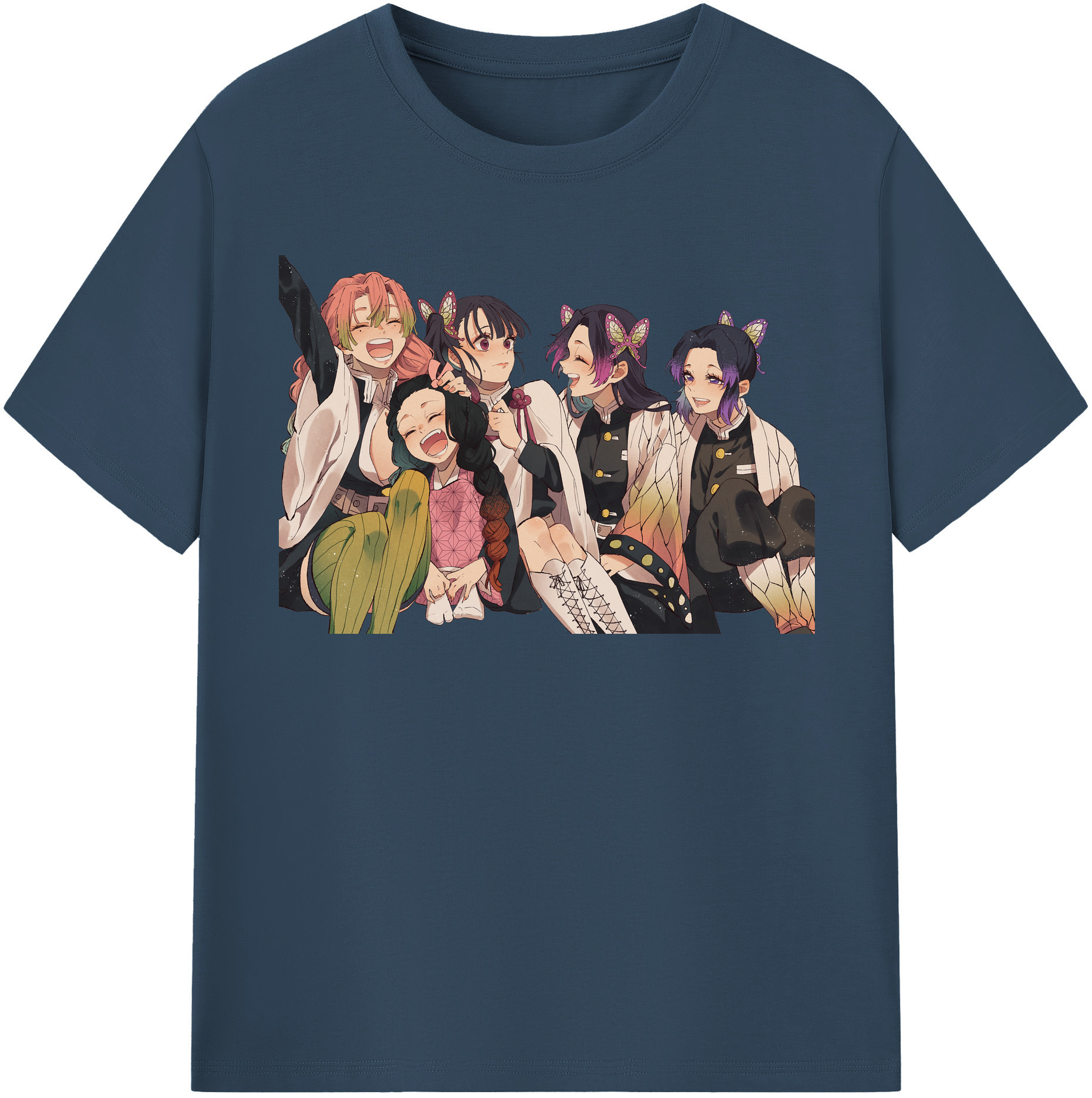 （画像用） 鬼滅の刃（きめつのやいば）蟲柱-胡蝶 しのぶ／こちょう しのぶ Kochou Shinobu レディースカジュアルプリントTシャツ（綿100％）
