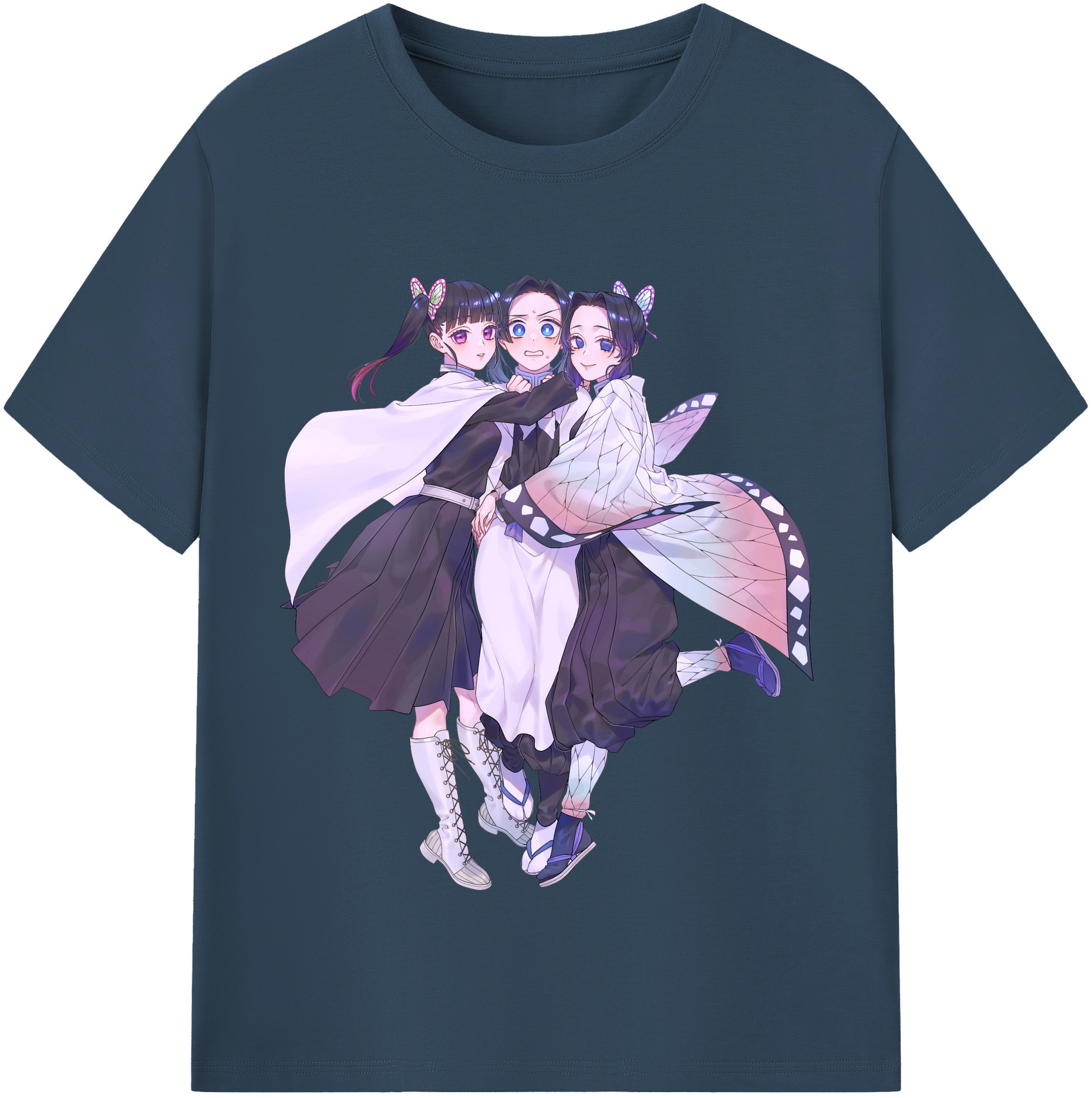 （画像用） 鬼滅の刃（きめつのやいば）蟲柱-胡蝶 しのぶ／こちょう しのぶ Kochou Shinobu レディースカジュアルプリントTシャツ（綿100％）