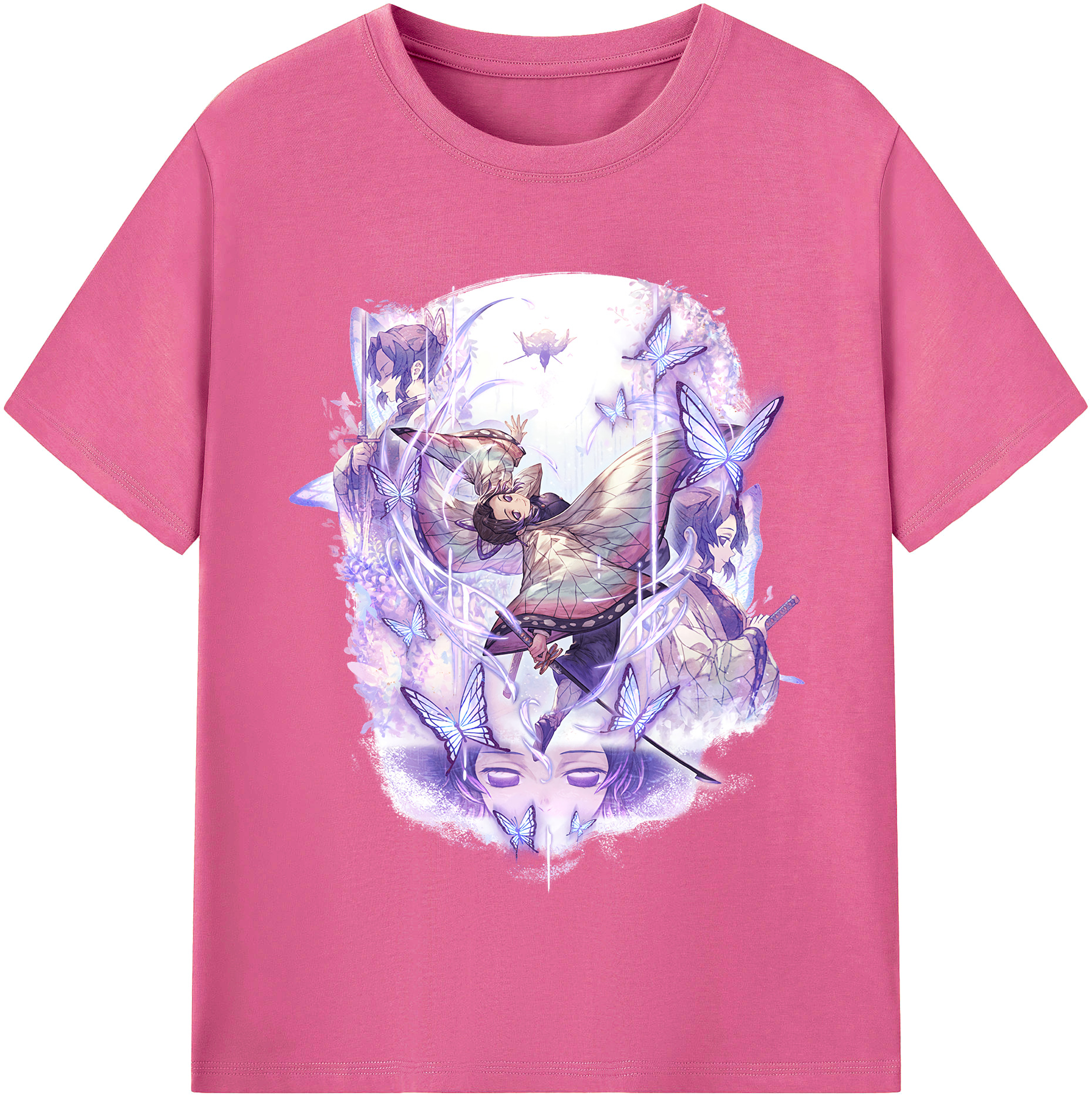（画像用） 鬼滅の刃（きめつのやいば）蟲柱-胡蝶 しのぶ／こちょう しのぶ Kochou Shinobu レディースカジュアルプリントTシャツ（綿100％）