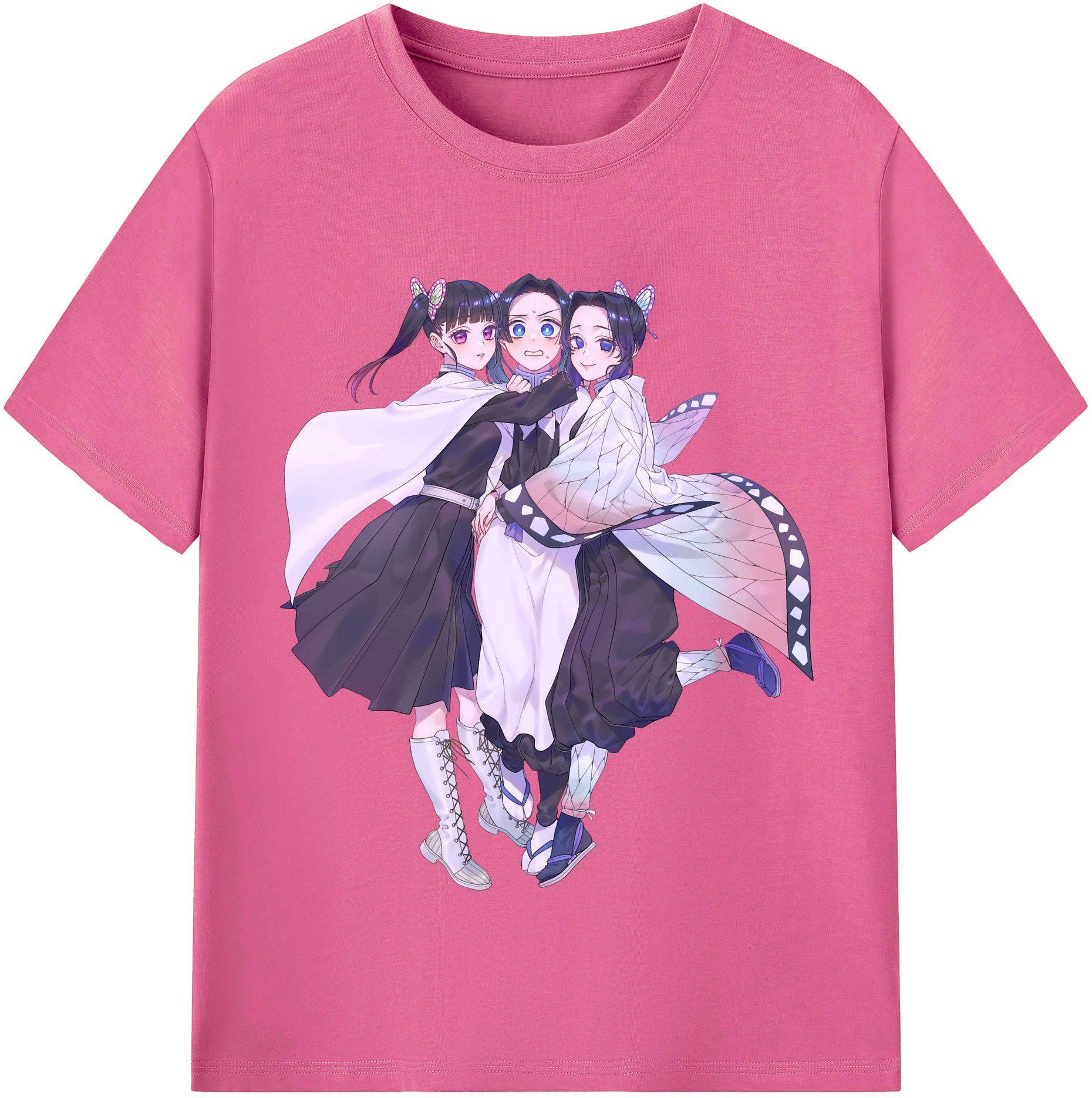 （画像用） 鬼滅の刃（きめつのやいば）蟲柱-胡蝶 しのぶ／こちょう しのぶ Kochou Shinobu レディースカジュアルプリントTシャツ（綿100％）
