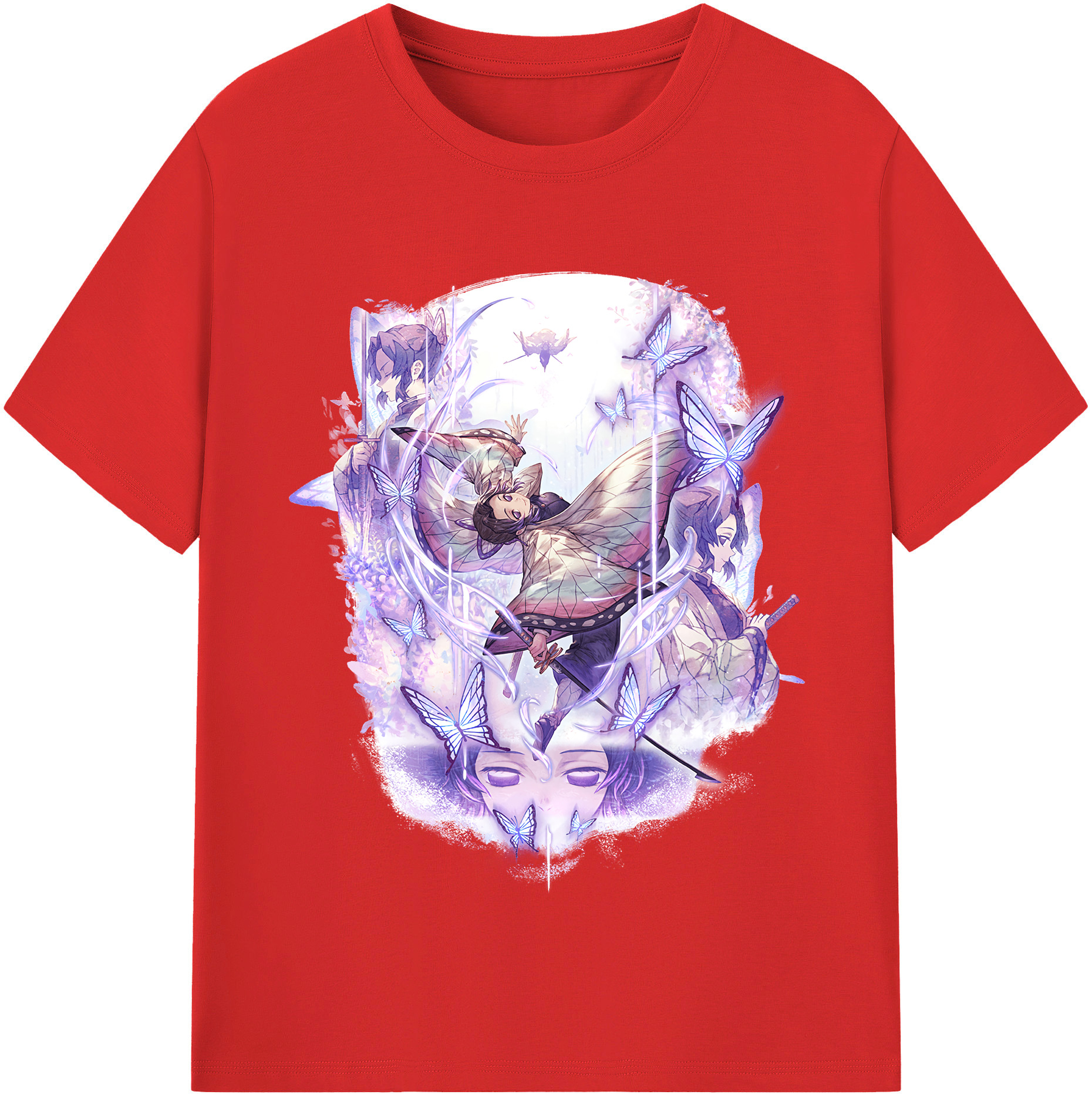（画像用） 鬼滅の刃（きめつのやいば）蟲柱-胡蝶 しのぶ／こちょう しのぶ Kochou Shinobu レディースカジュアルプリントTシャツ（綿100％）
